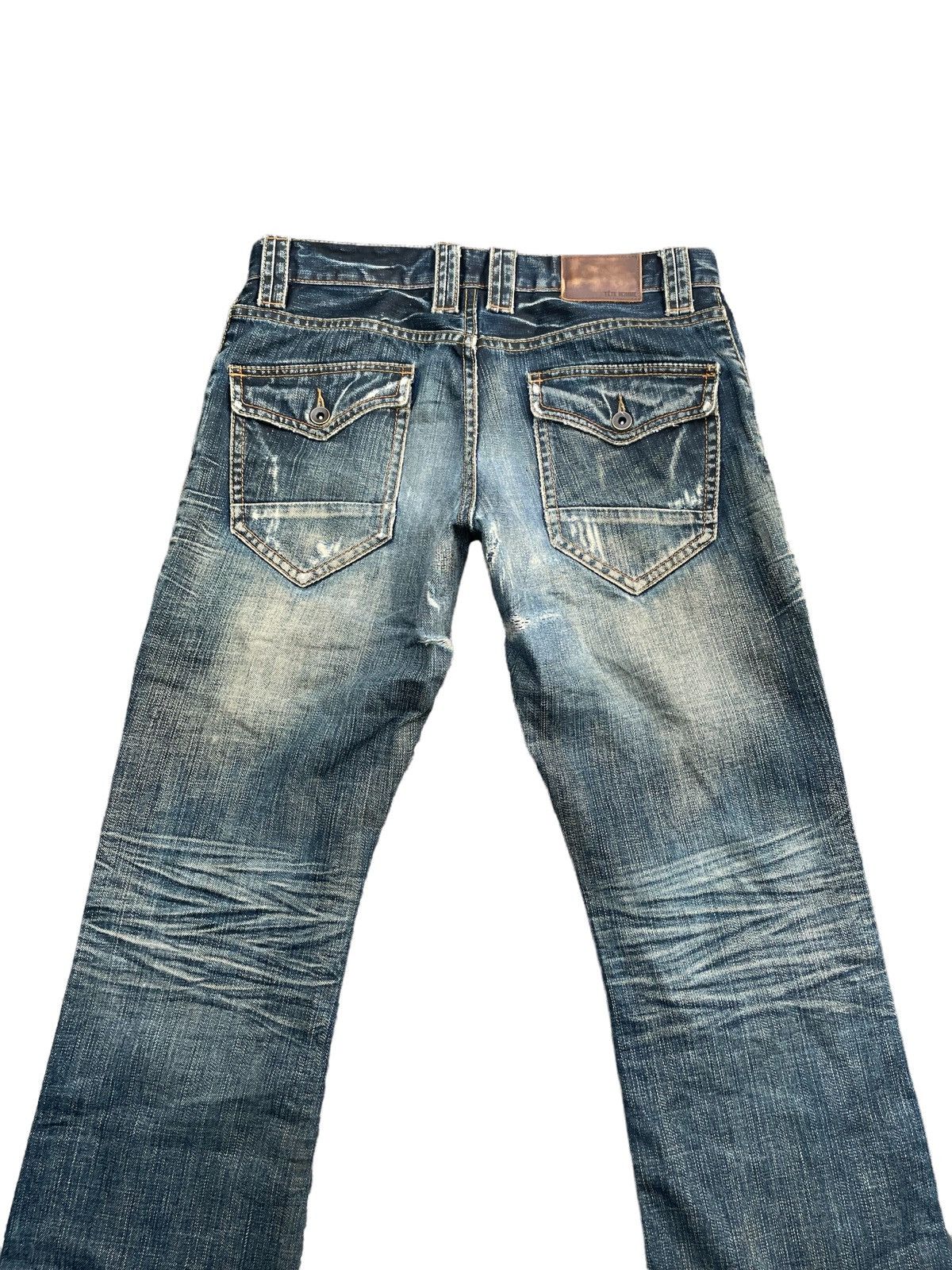 Japanese Brand Flare Tete Homme Distresed Rework Denim Size US 33 - 11 Thumbnail