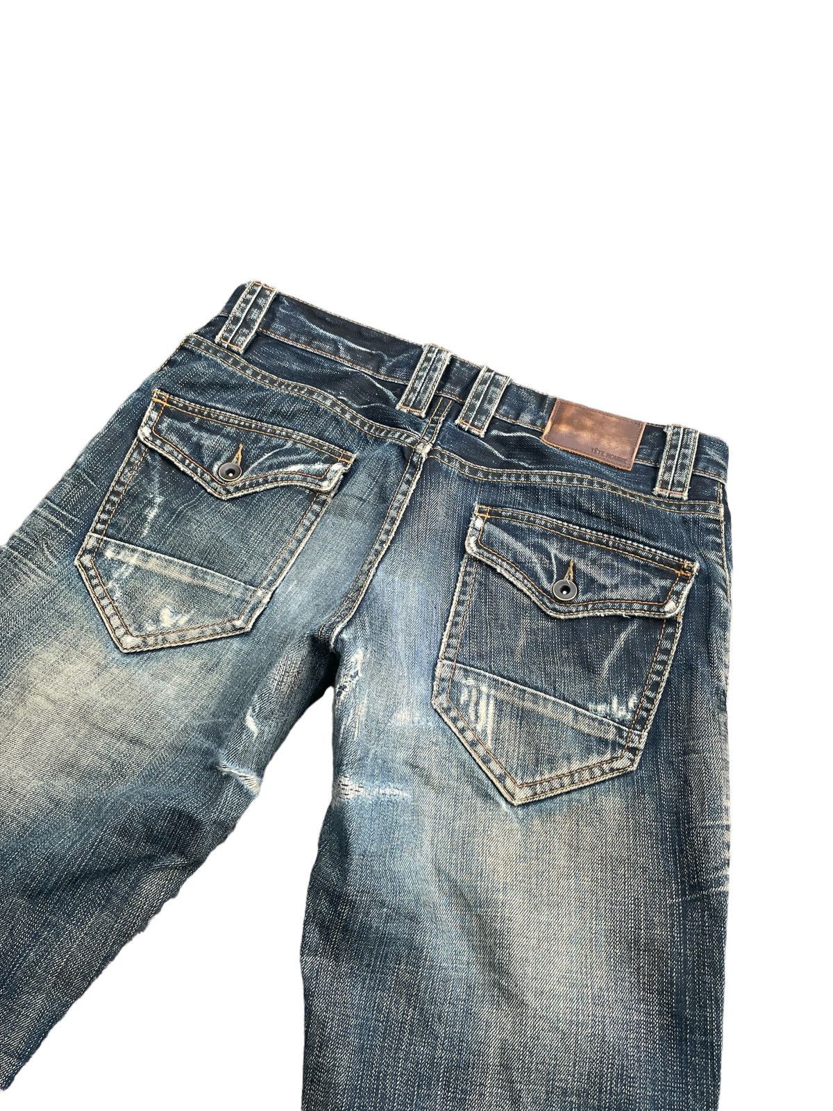 Japanese Brand Flare Tete Homme Distresed Rework Denim Size US 33 - 12 Thumbnail