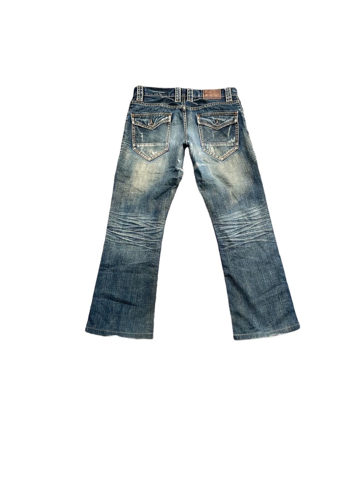 Japanese Brand Flare Tete Homme Distresed Rework Denim Size US 33 - 10 Thumbnail