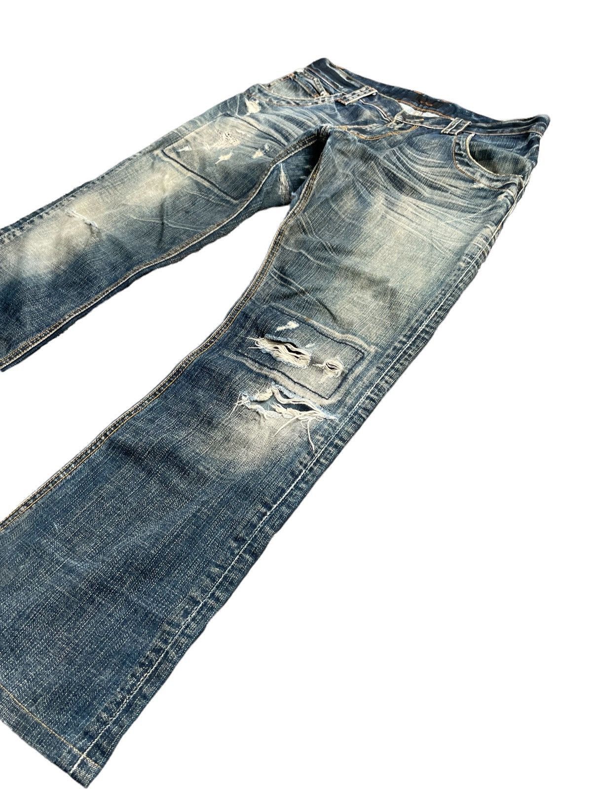 Japanese Brand Flare Tete Homme Distresed Rework Denim Size US 33 - 3 Thumbnail