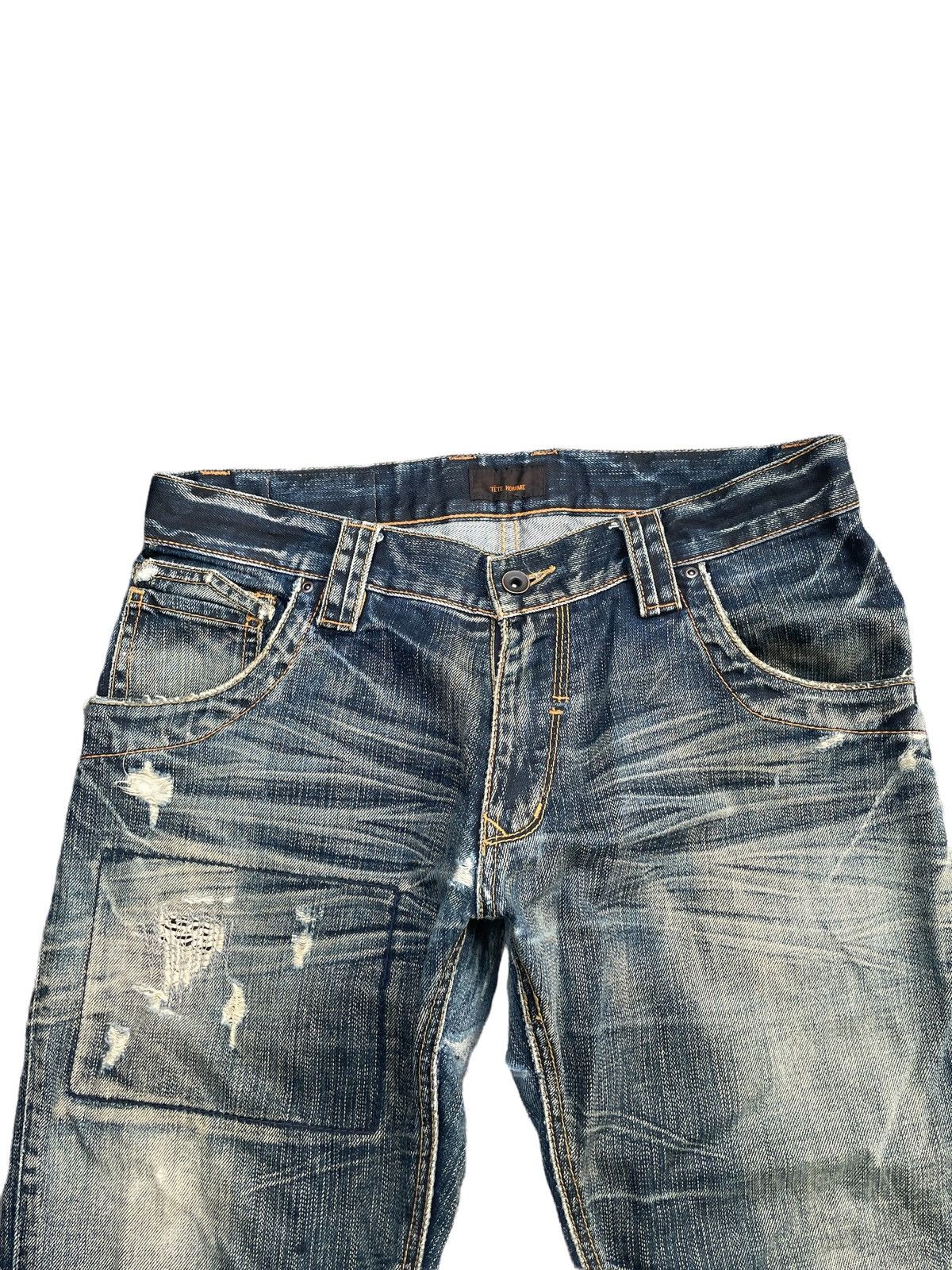 Japanese Brand Flare Tete Homme Distresed Rework Denim Size US 33 - 7 Thumbnail