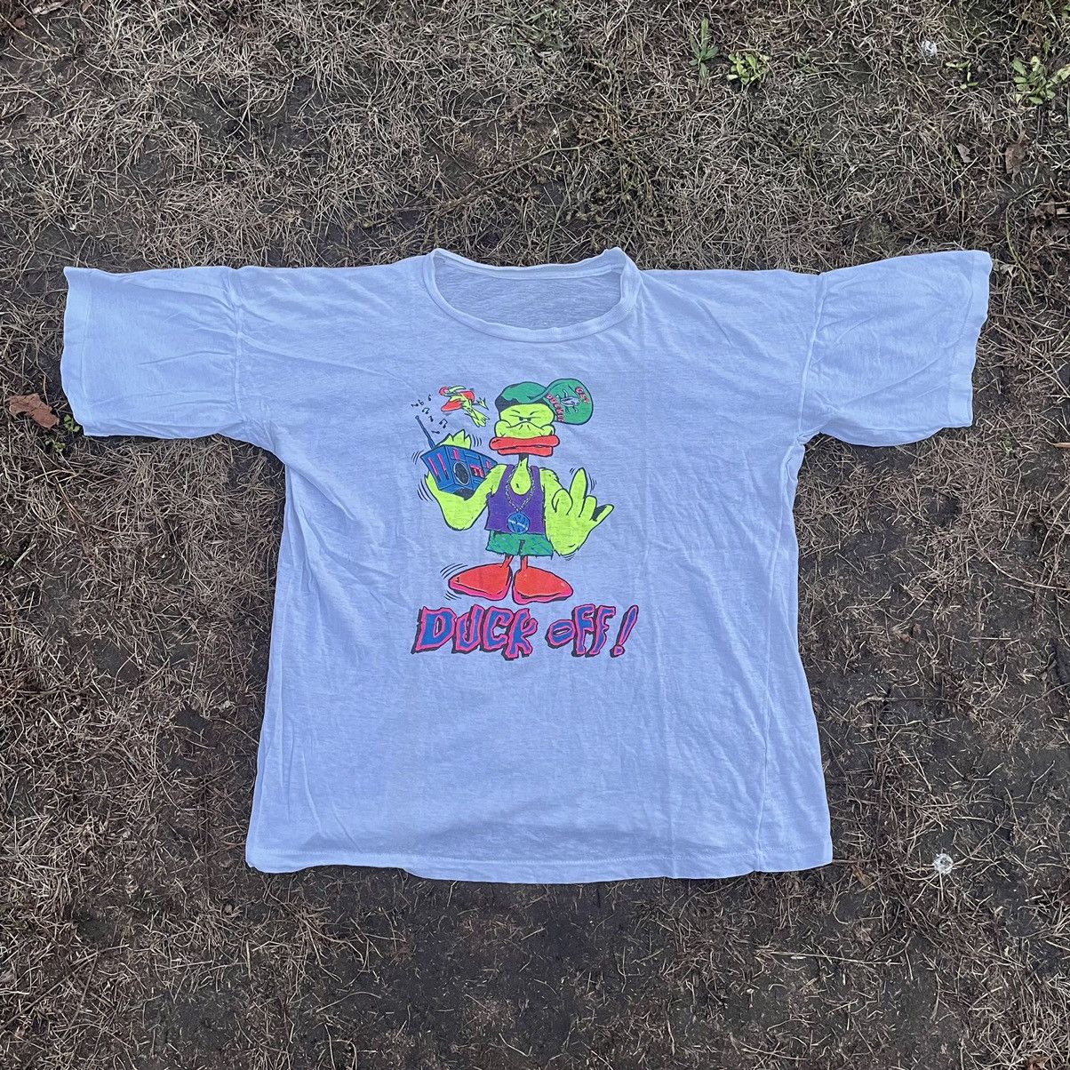 Vintage Vintage 90s Sun Faded Graphic Tee Duck Off Humor Skate L Size US L / EU 52-54 / 3 - 1 Thumbnail