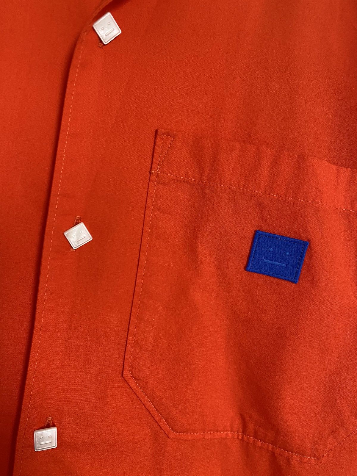 Acne Studios Acne Studios Button Down Shirt Logo Patch Orange Neon Size US L / EU 52-54 / 3 - 4 Thumbnail