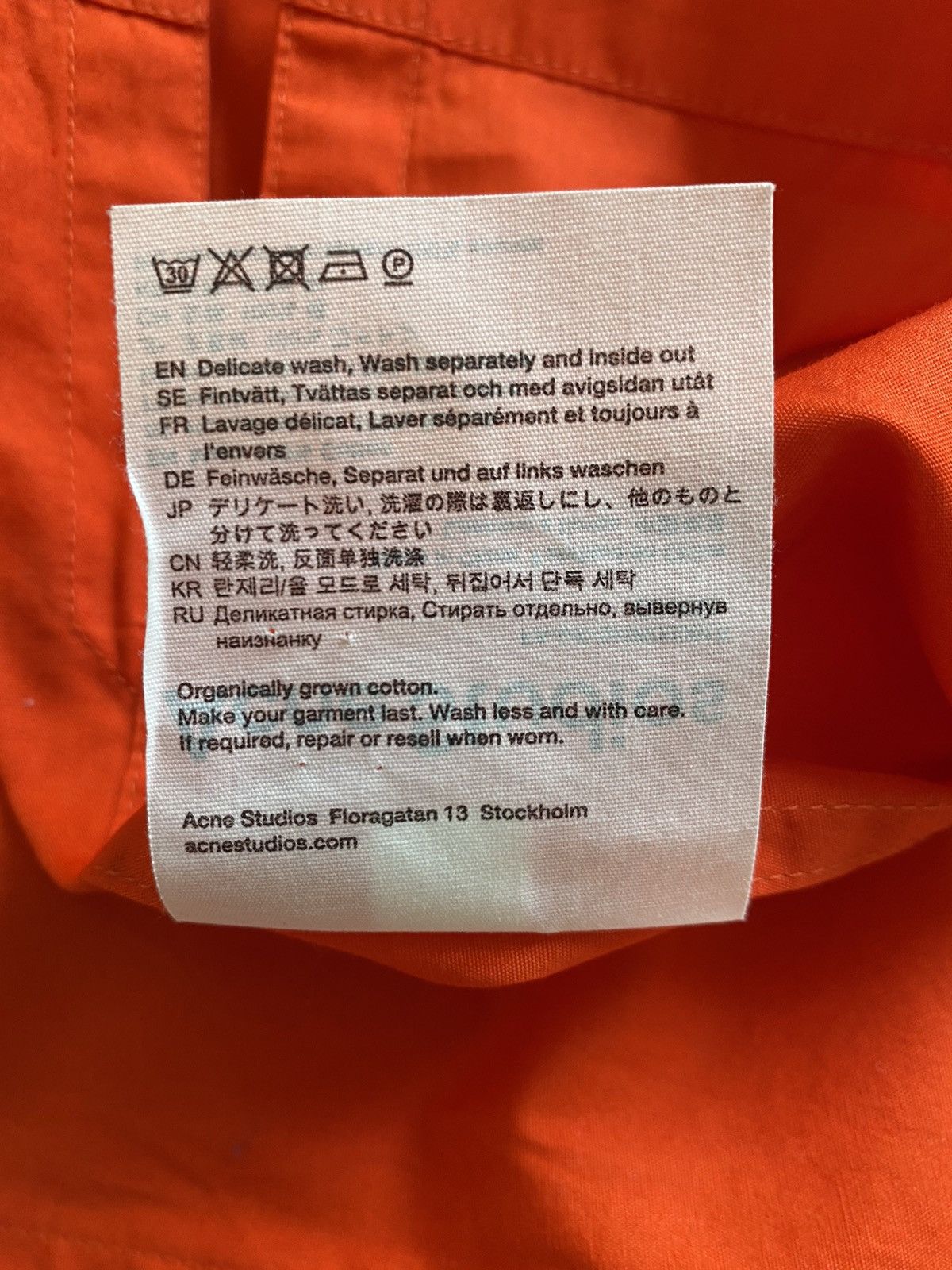 Acne Studios Acne Studios Button Down Shirt Logo Patch Orange Neon Size US L / EU 52-54 / 3 - 7 Thumbnail