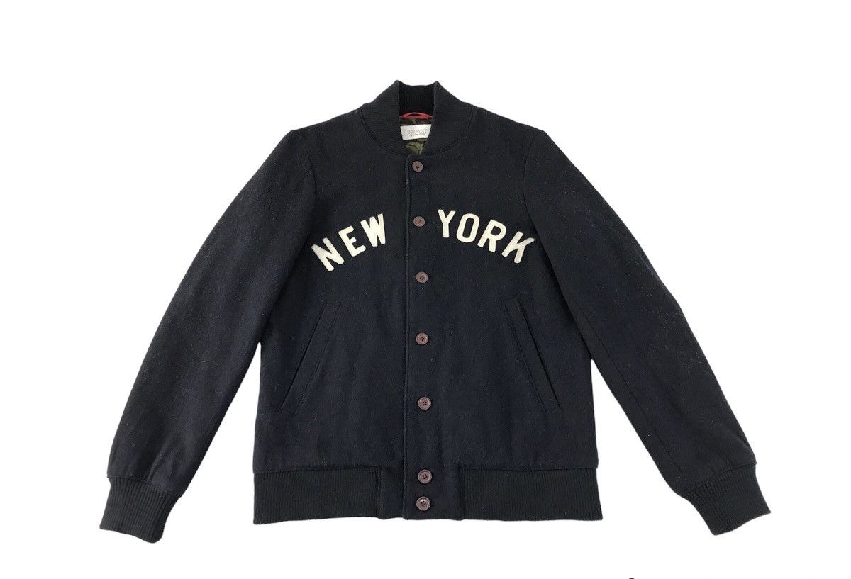 image of Varsity x Vintage Browny Big Logo New York Button Up Jacket in Blue, Men's (Size Medium)