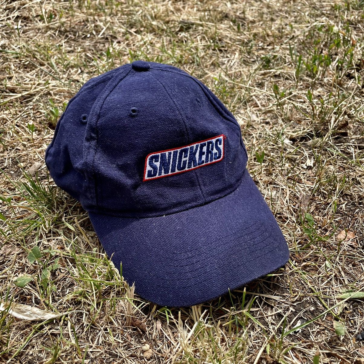 Vintage Vintage 90s Snickers Logo Streetwear Cap Navy Slim Washed OS Size ONE SIZE - 2 Thumbnail