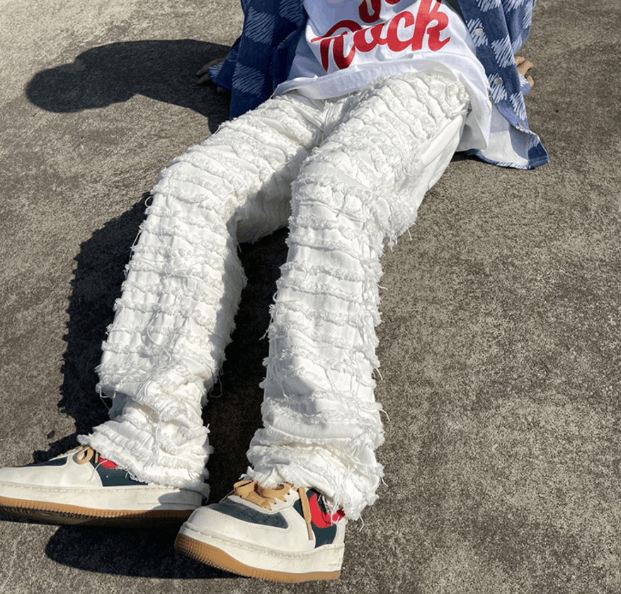 image of Archival Clothing Opium Distressed Denim White, Men's (Size 32)