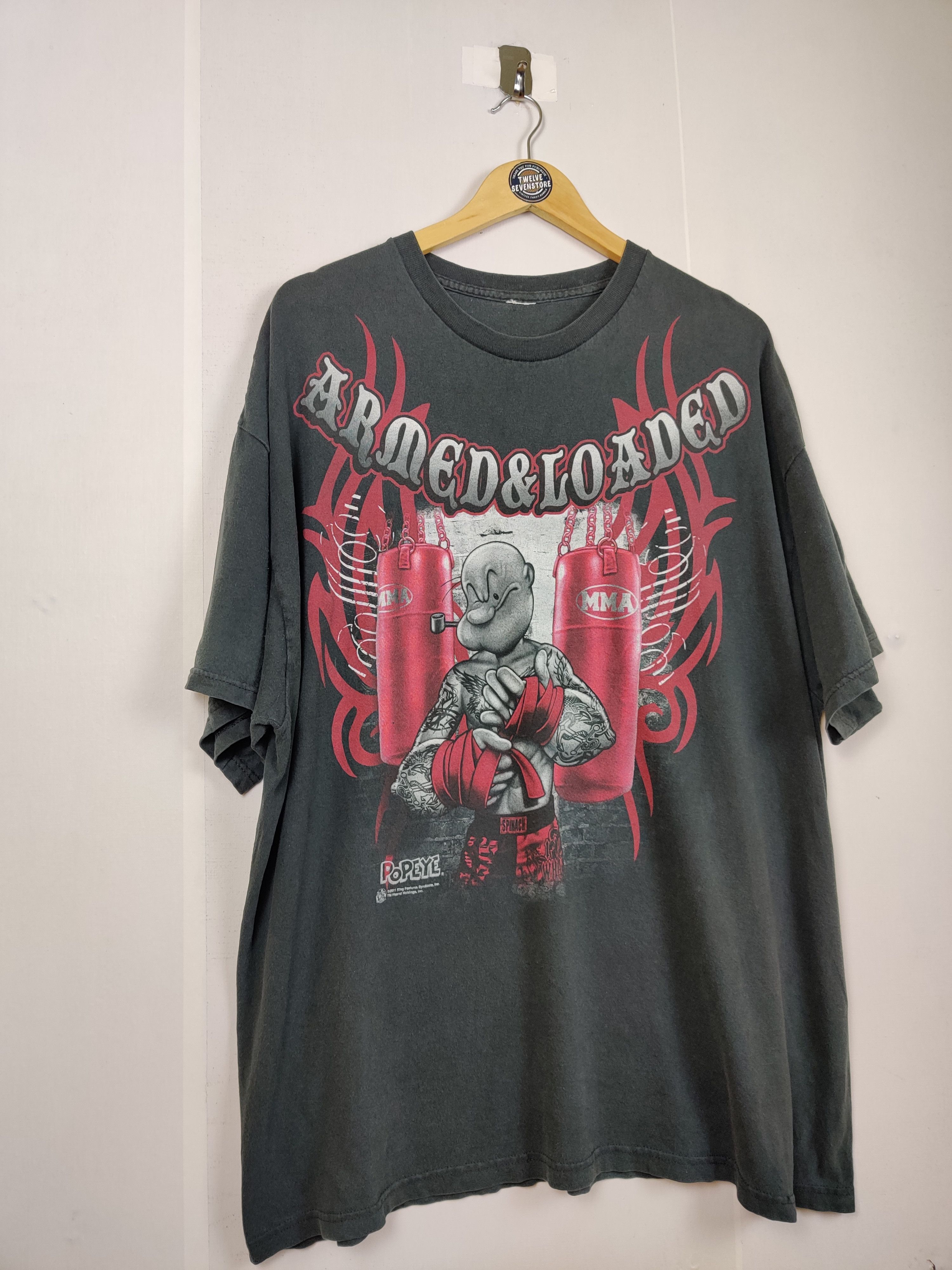 Cartoon Network Vintage Popeye MMA Overprint Cartoon Tee Tshirt Size US XL / EU 56 / 4 - 6 Thumbnail