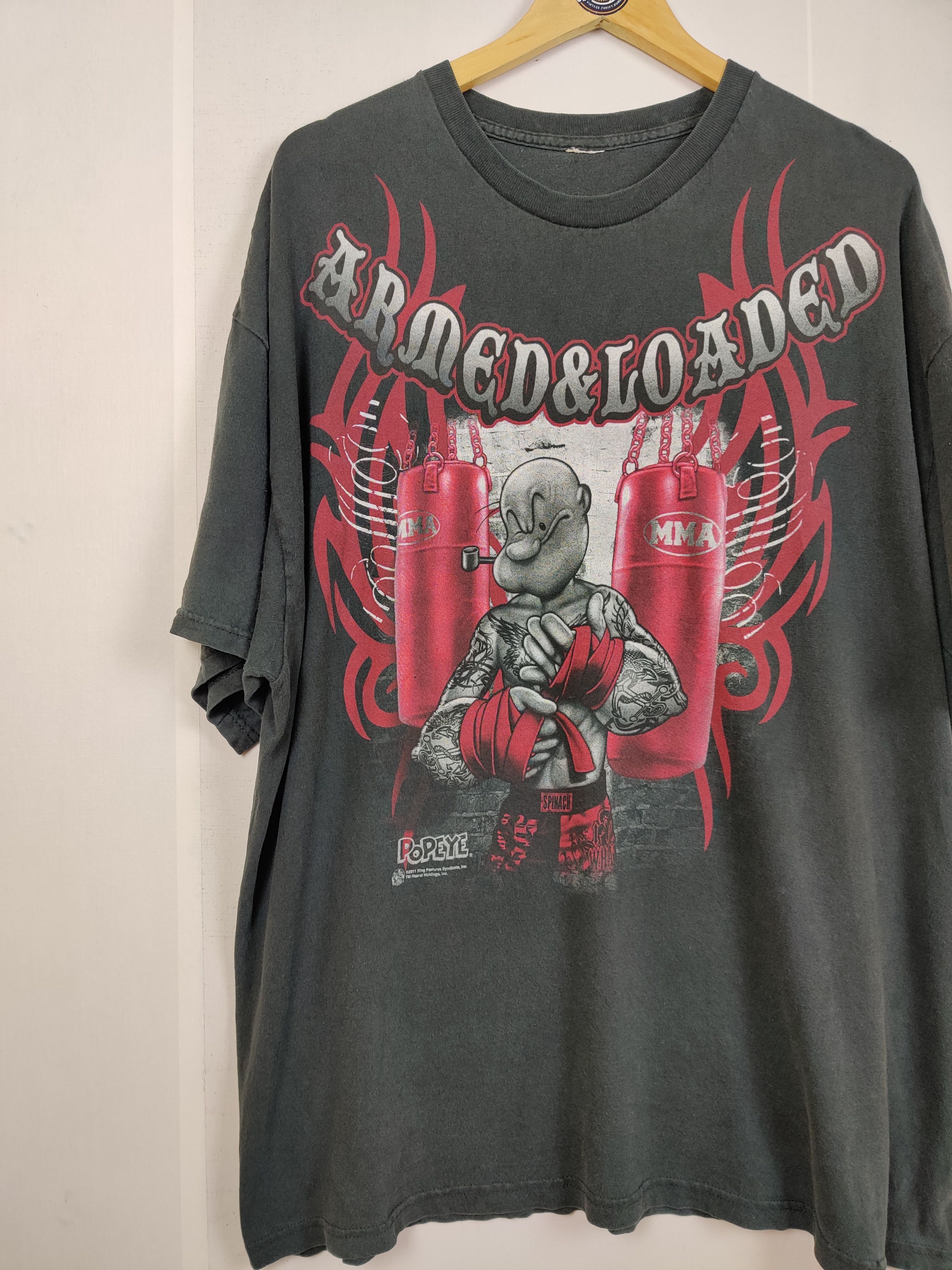 Cartoon Network Vintage Popeye MMA Overprint Cartoon Tee Tshirt Size US XL / EU 56 / 4 - 5 Thumbnail