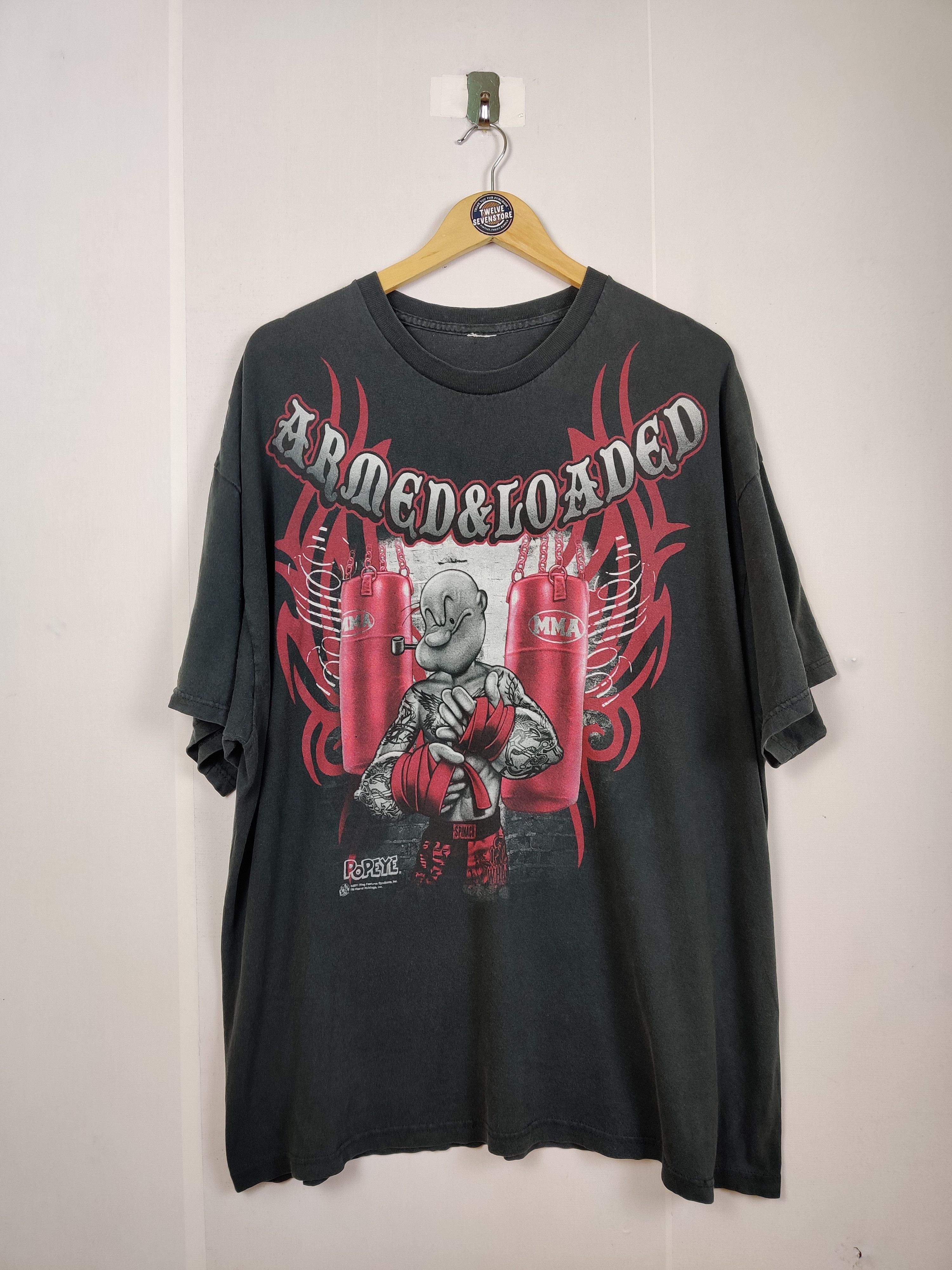 Cartoon Network Vintage Popeye MMA Overprint Cartoon Tee Tshirt Size US XL / EU 56 / 4 - 1 Thumbnail