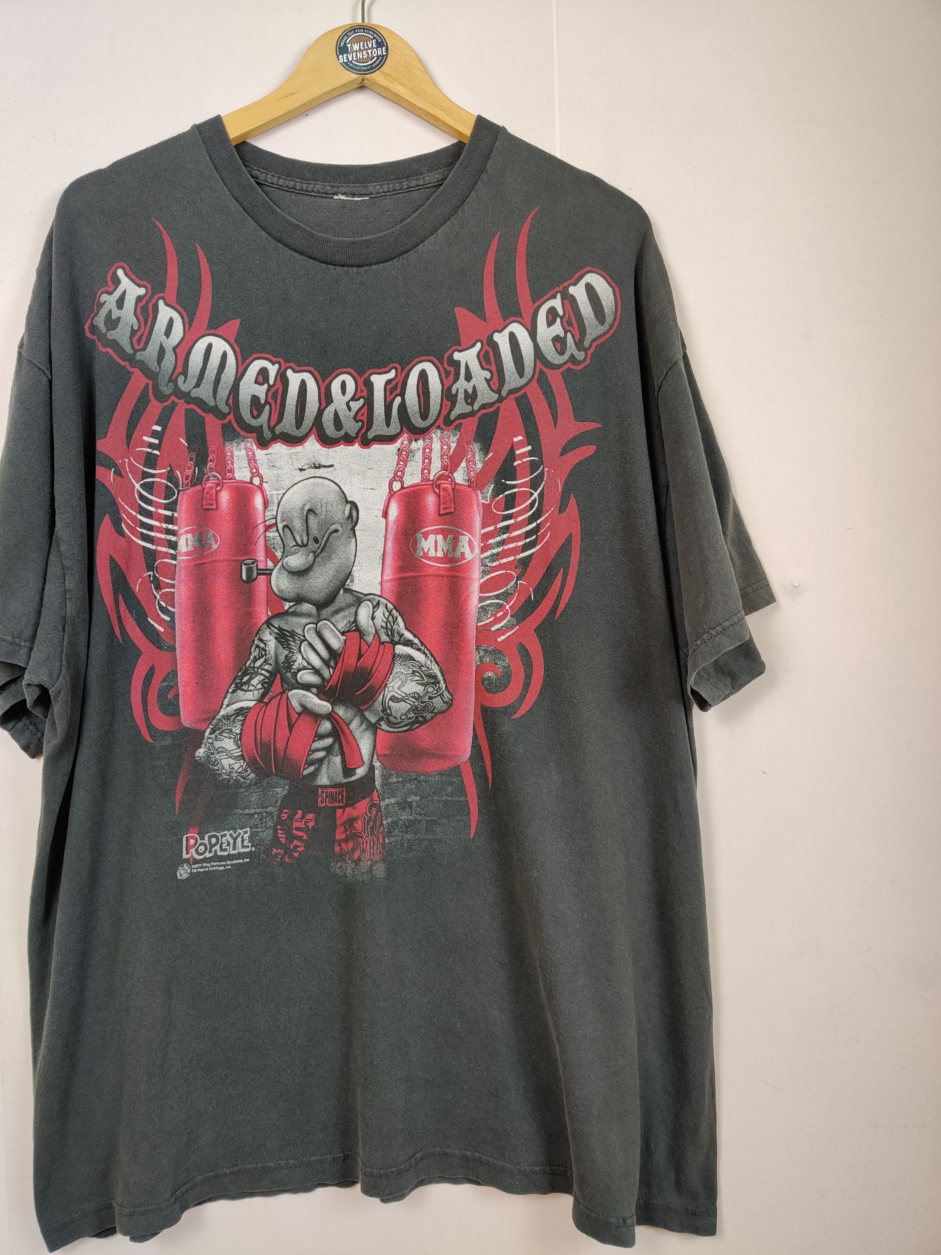 Cartoon Network Vintage Popeye MMA Overprint Cartoon Tee Tshirt Size US XL / EU 56 / 4 - 3 Thumbnail