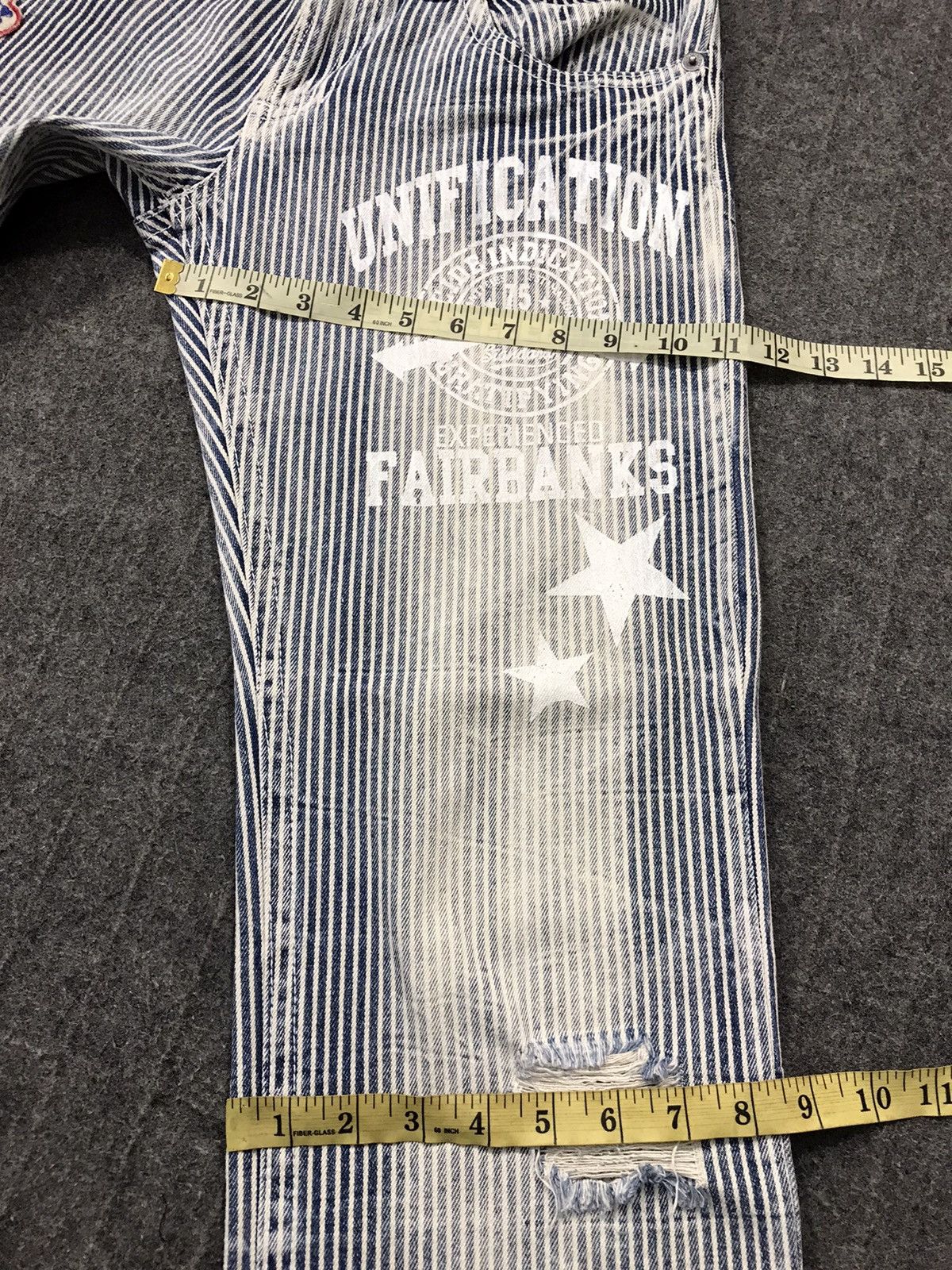 Japanese Brand × Vintage The Vintage Standard Design Striped Distressed Jeans Size US 29 - 20 Thumbnail
