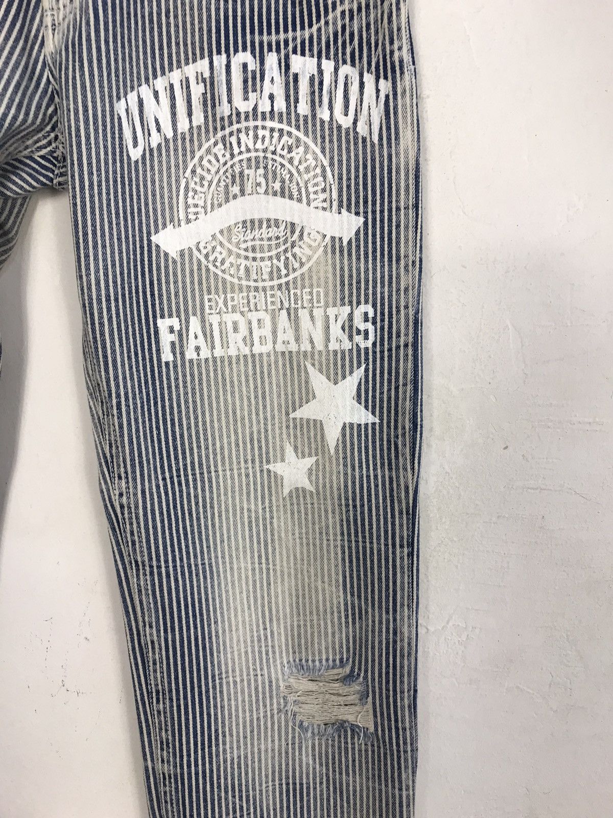 Japanese Brand × Vintage The Vintage Standard Design Striped Distressed Jeans Size US 29 - 5 Thumbnail