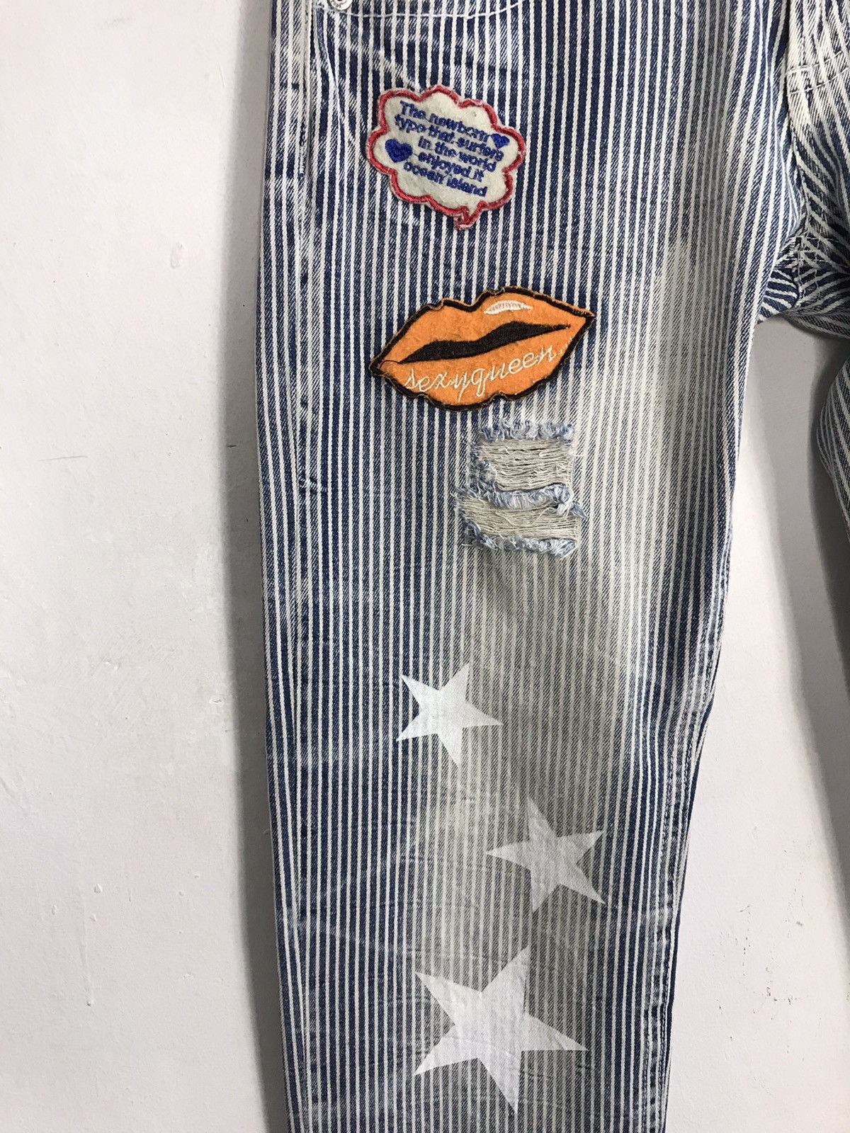Japanese Brand × Vintage The Vintage Standard Design Striped Distressed Jeans Size US 29 - 6 Thumbnail