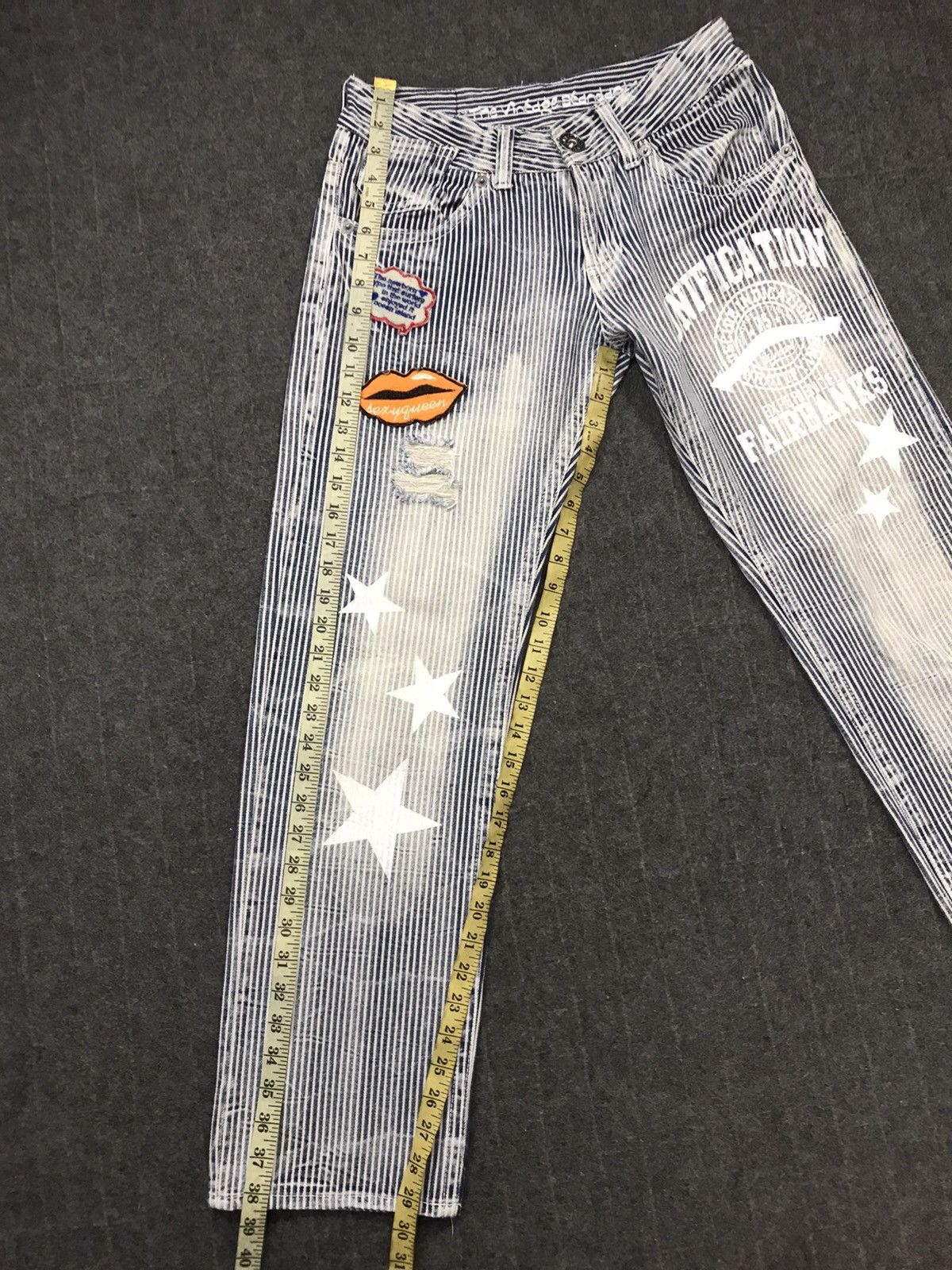 Japanese Brand × Vintage The Vintage Standard Design Striped Distressed Jeans Size US 29 - 21 Thumbnail