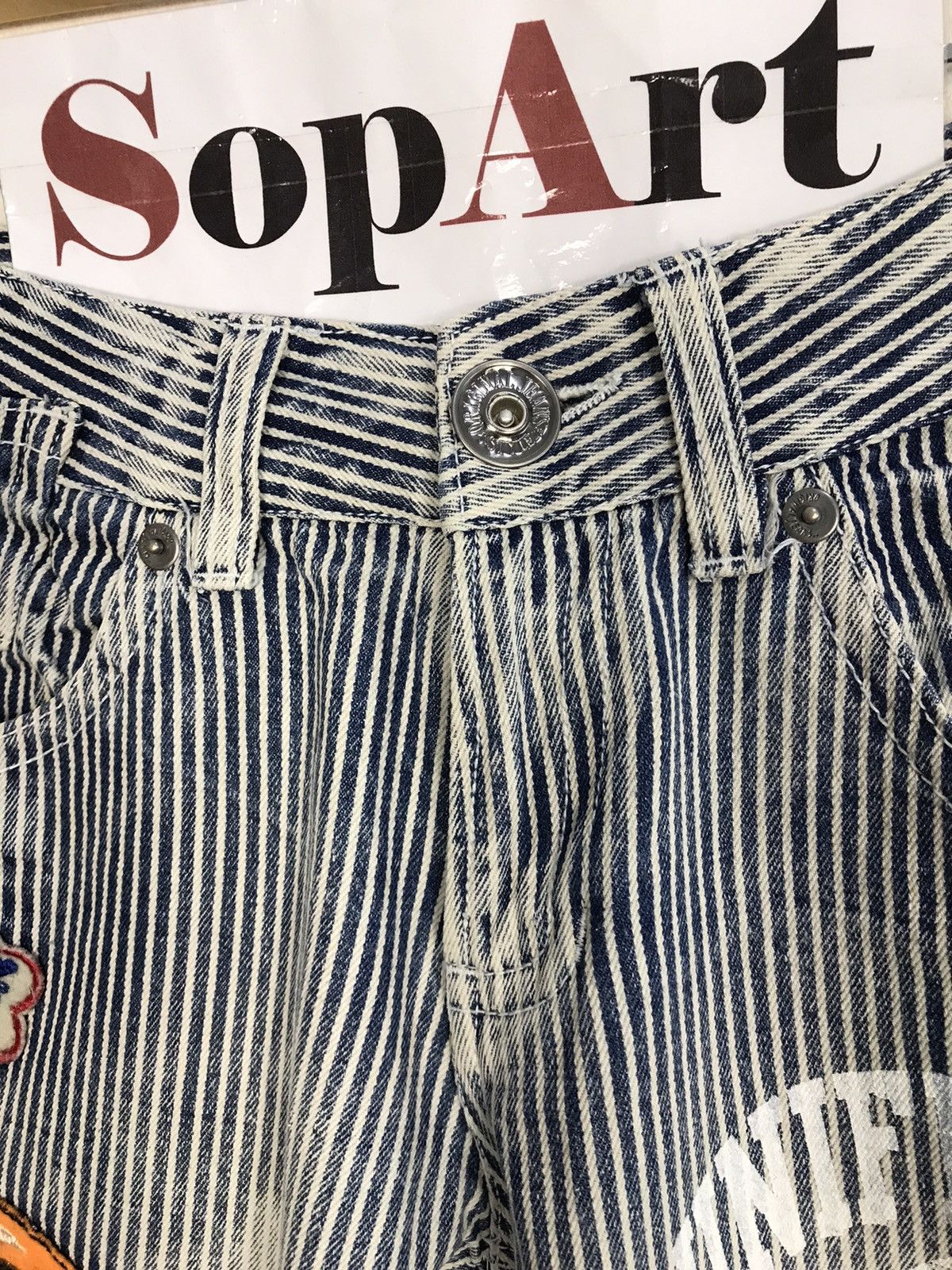 Japanese Brand × Vintage The Vintage Standard Design Striped Distressed Jeans Size US 29 - 8 Thumbnail