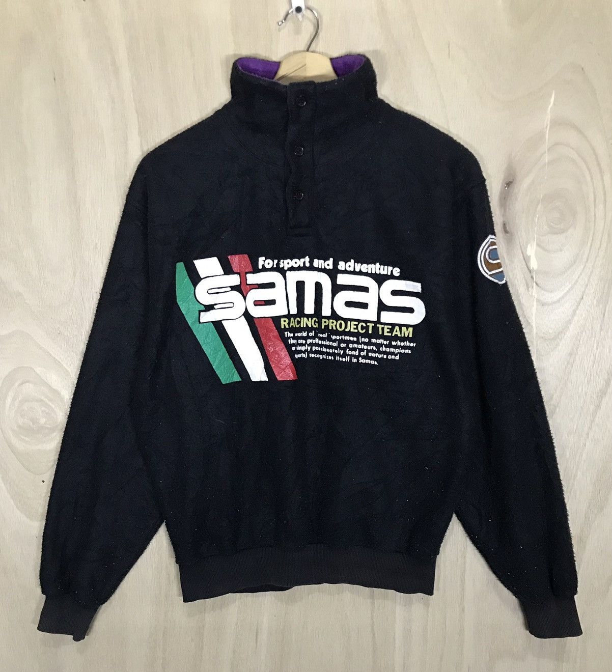 image of Vintage Samas Italia Racing Project Team Fleece Sweaters in Black, Men's (Size Medium)