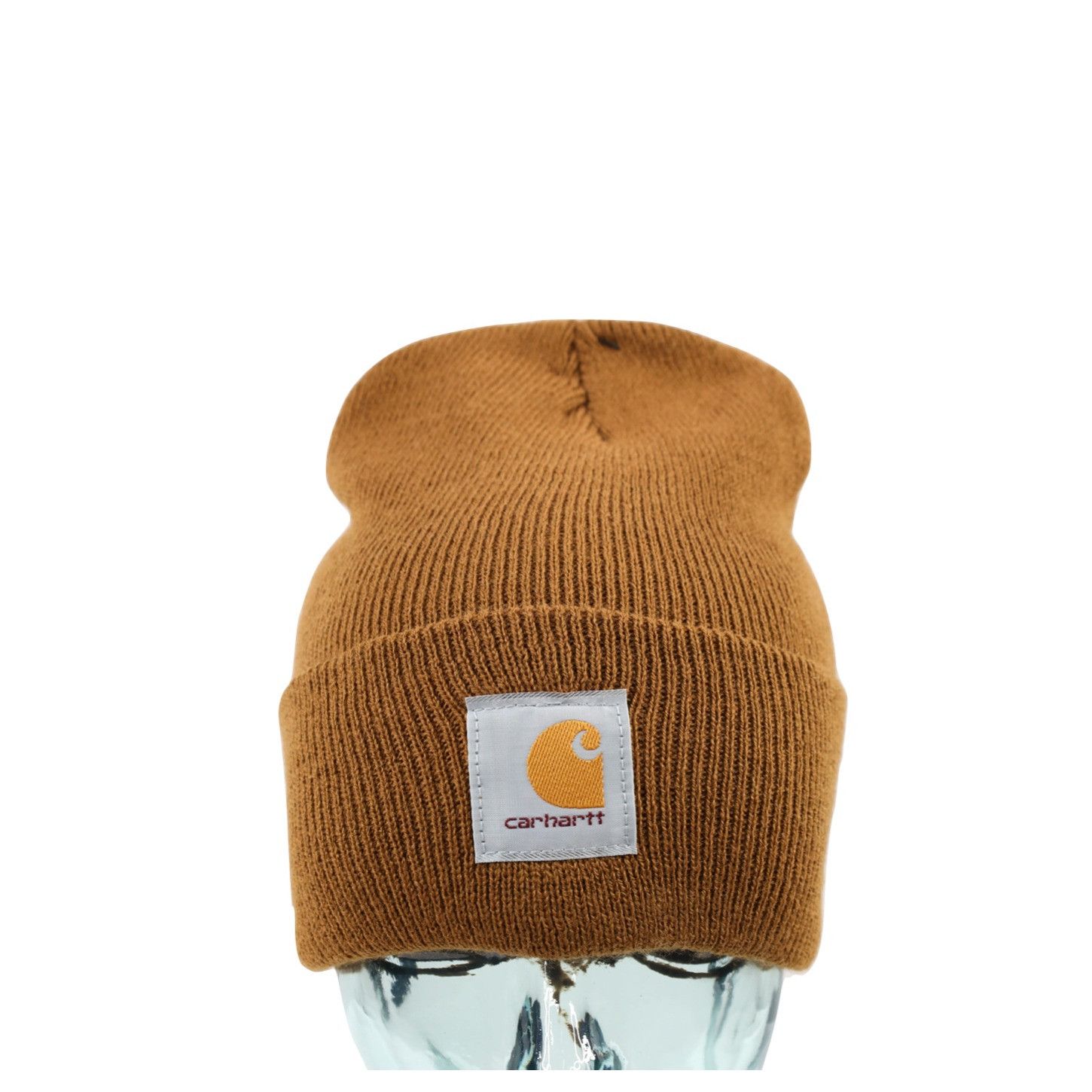 Carhartt New Carhartt Spell Out Box Logo Knit Winter Beanie Hat Brown Size ONE SIZE - 1 Thumbnail