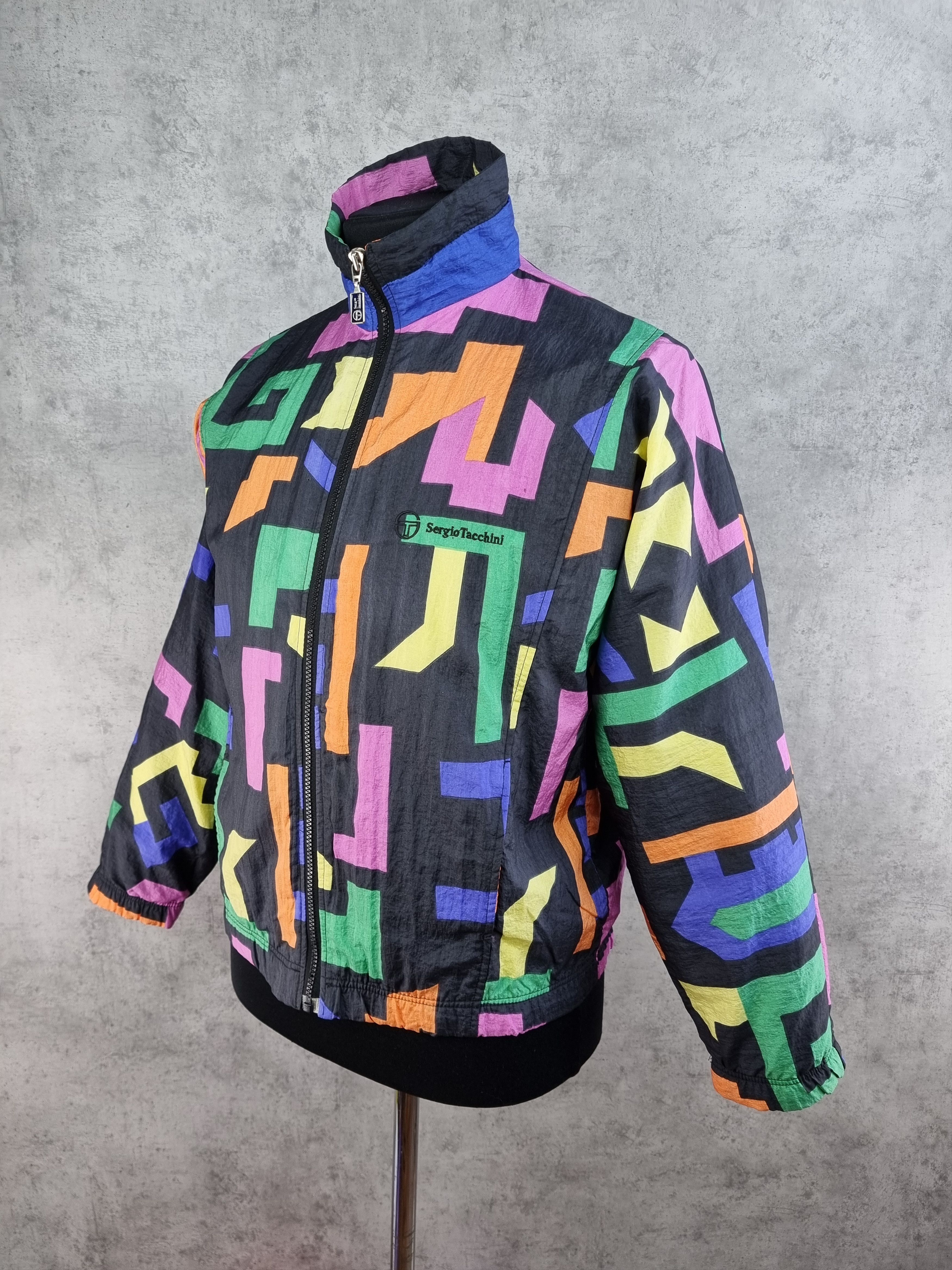 Sergio Tacchini × Vintage 90s Sergio Tacchini Vintage Abstract Pattern jacket Size US M / EU 48-50 / 2 - 2 Thumbnail