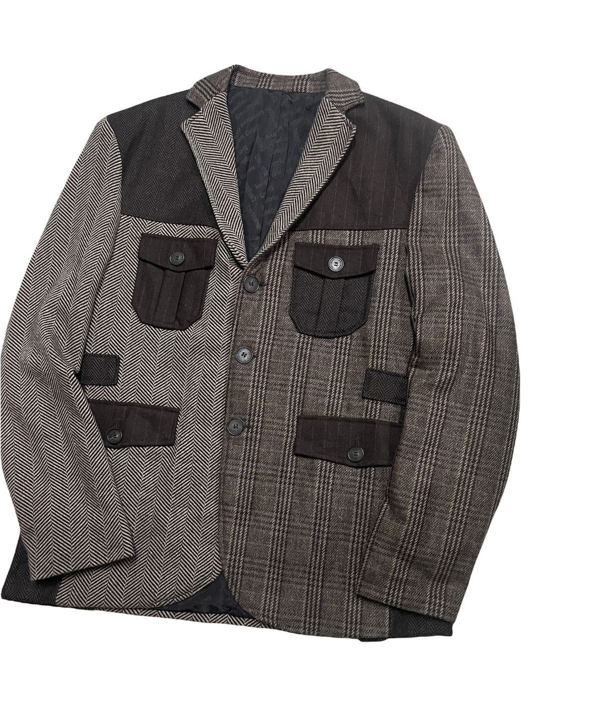 Desigual Herringbone Patchwork Tweed Inspire CDG Jacket Size US L / EU 52-54 / 3 - 3 Thumbnail