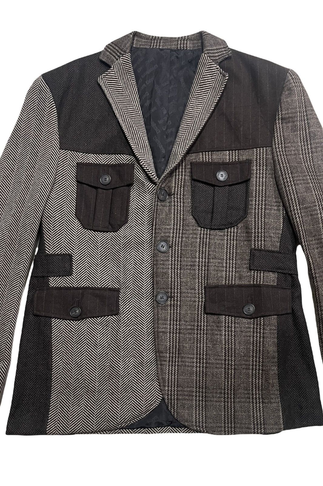 Desigual Herringbone Patchwork Tweed Inspire CDG Jacket Size US L / EU 52-54 / 3 - 4 Thumbnail