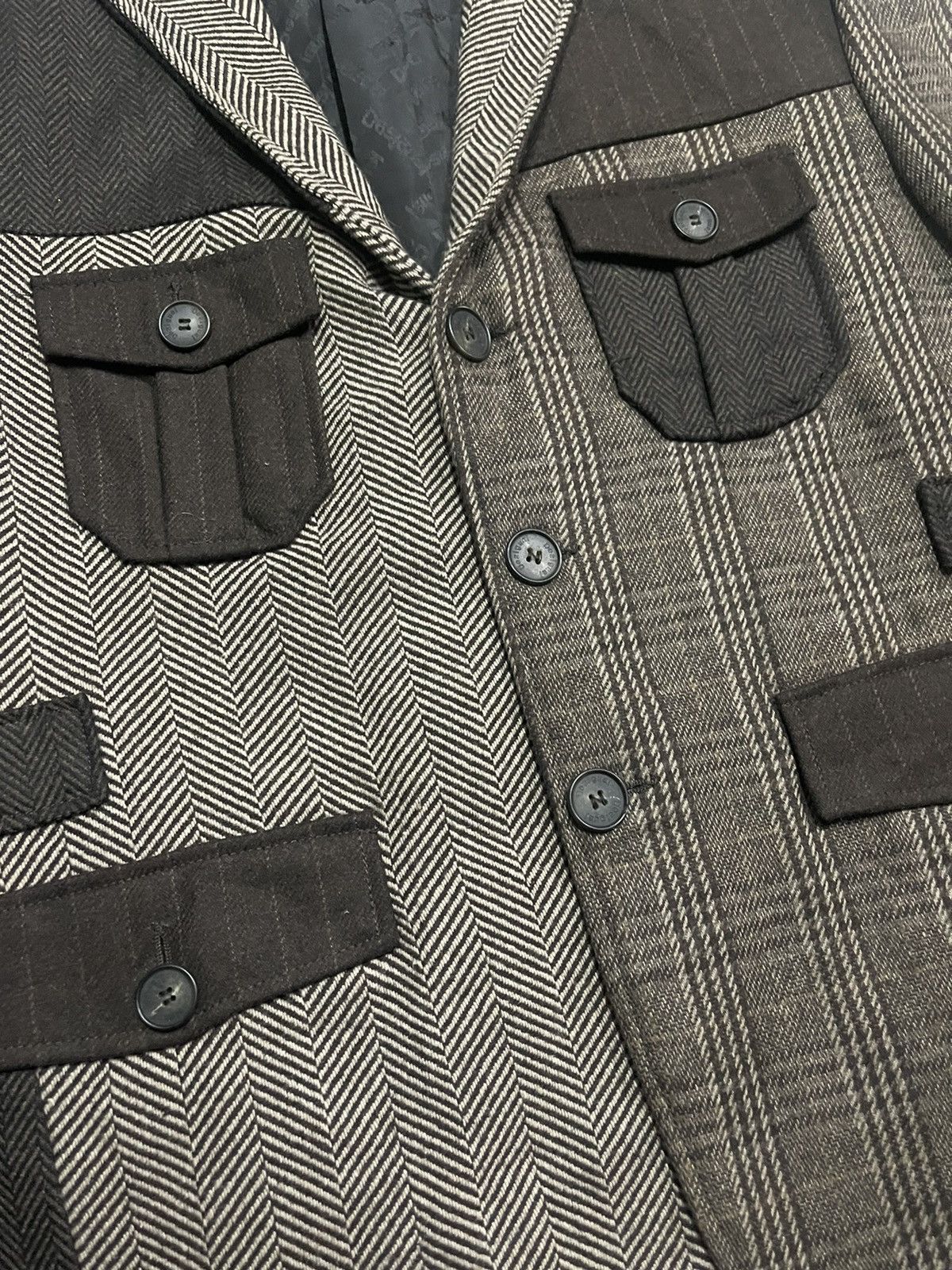 Desigual Herringbone Patchwork Tweed Inspire CDG Jacket Size US L / EU 52-54 / 3 - 8 Thumbnail