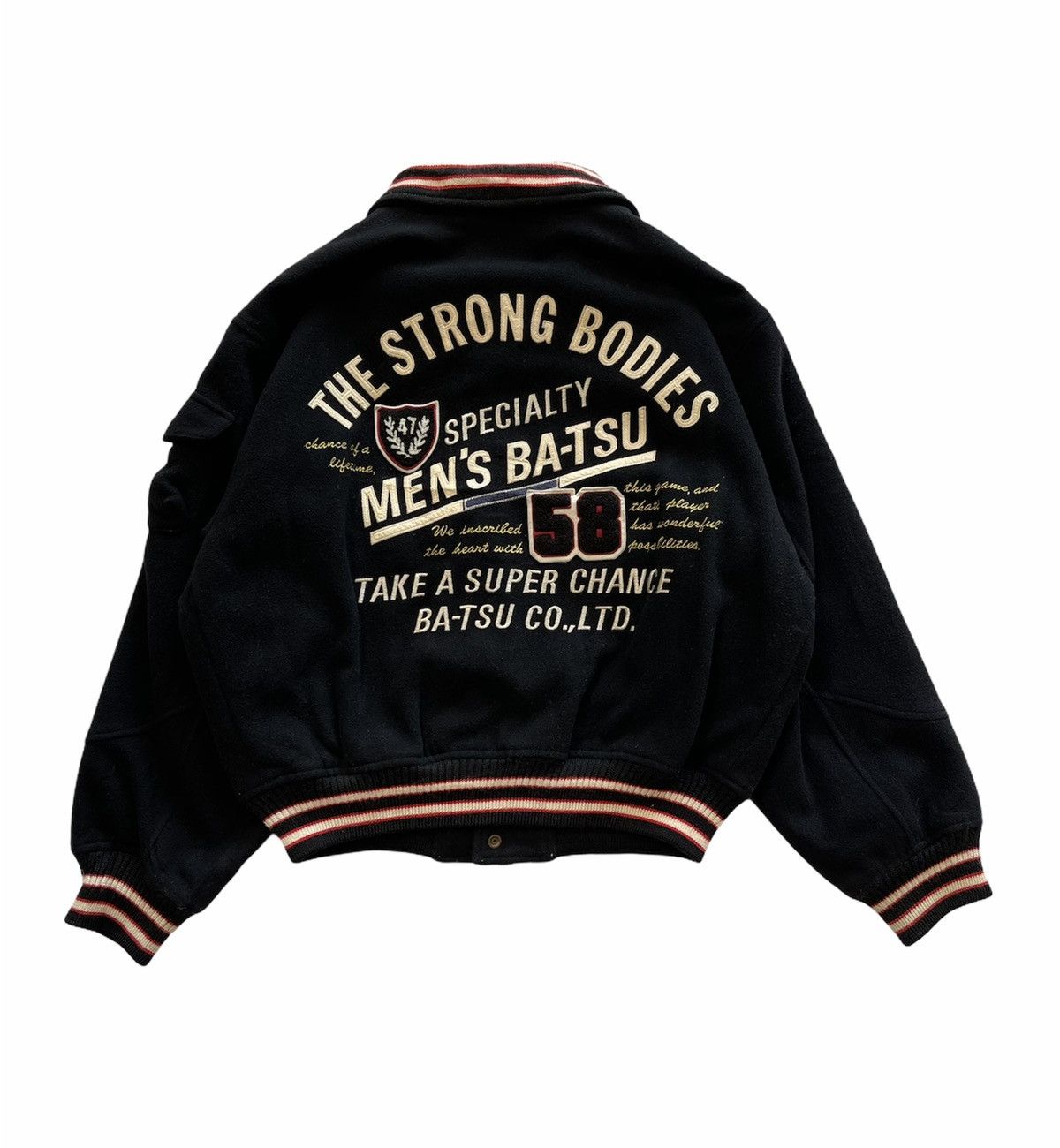 Pre-owned Varsity Jacket X Vintage Ba-tsu Champions Wool Varsity Jacket In Black