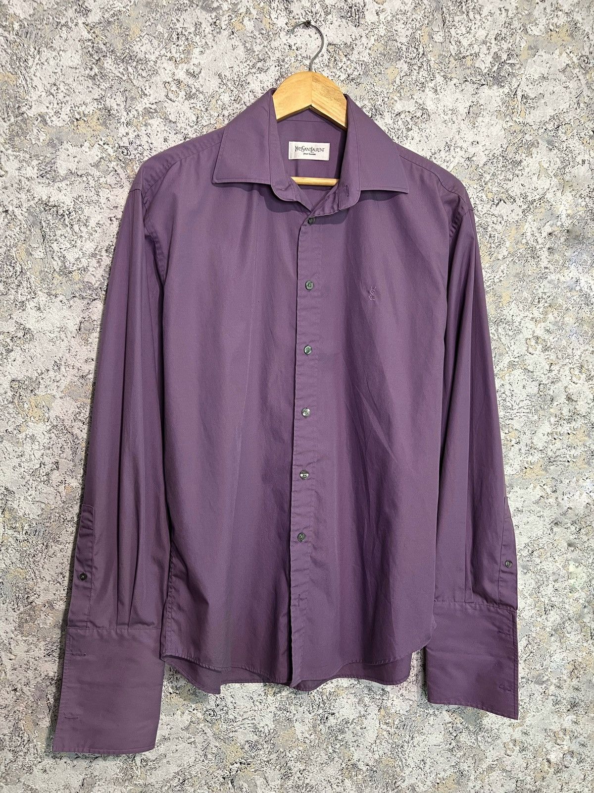 Yves Saint Laurent Purple YSL Cufflinks Shirt Logo Longsleeve Size US M / EU 48-50 / 2 - 1 Thumbnail