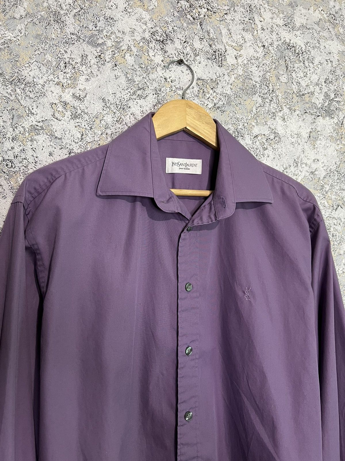 Yves Saint Laurent Purple YSL Cufflinks Shirt Logo Longsleeve Size US M / EU 48-50 / 2 - 3 Thumbnail
