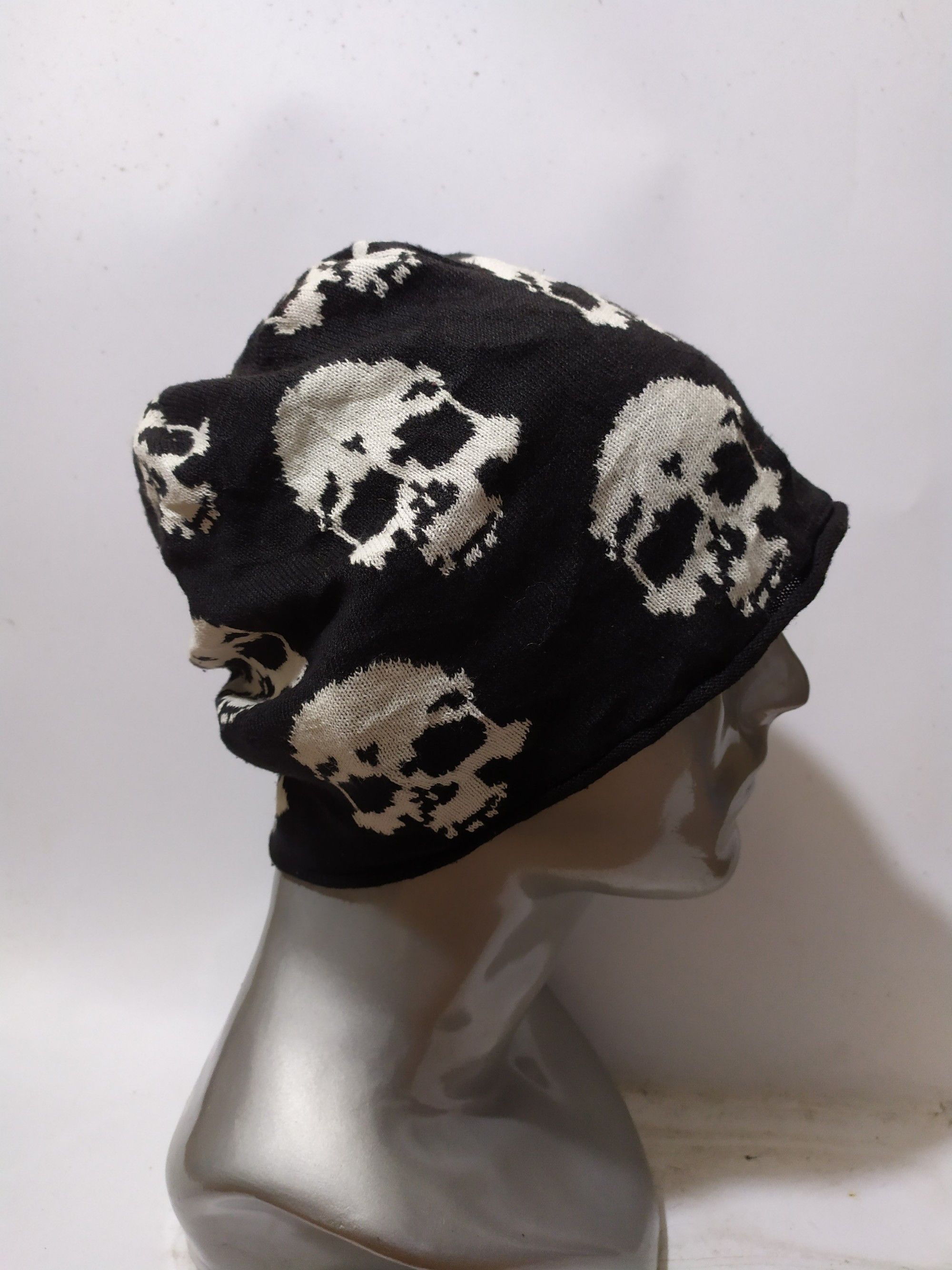 image of Full Print Skulls Skeleton Punk Bondage Beanie Hats in Black, Men's
