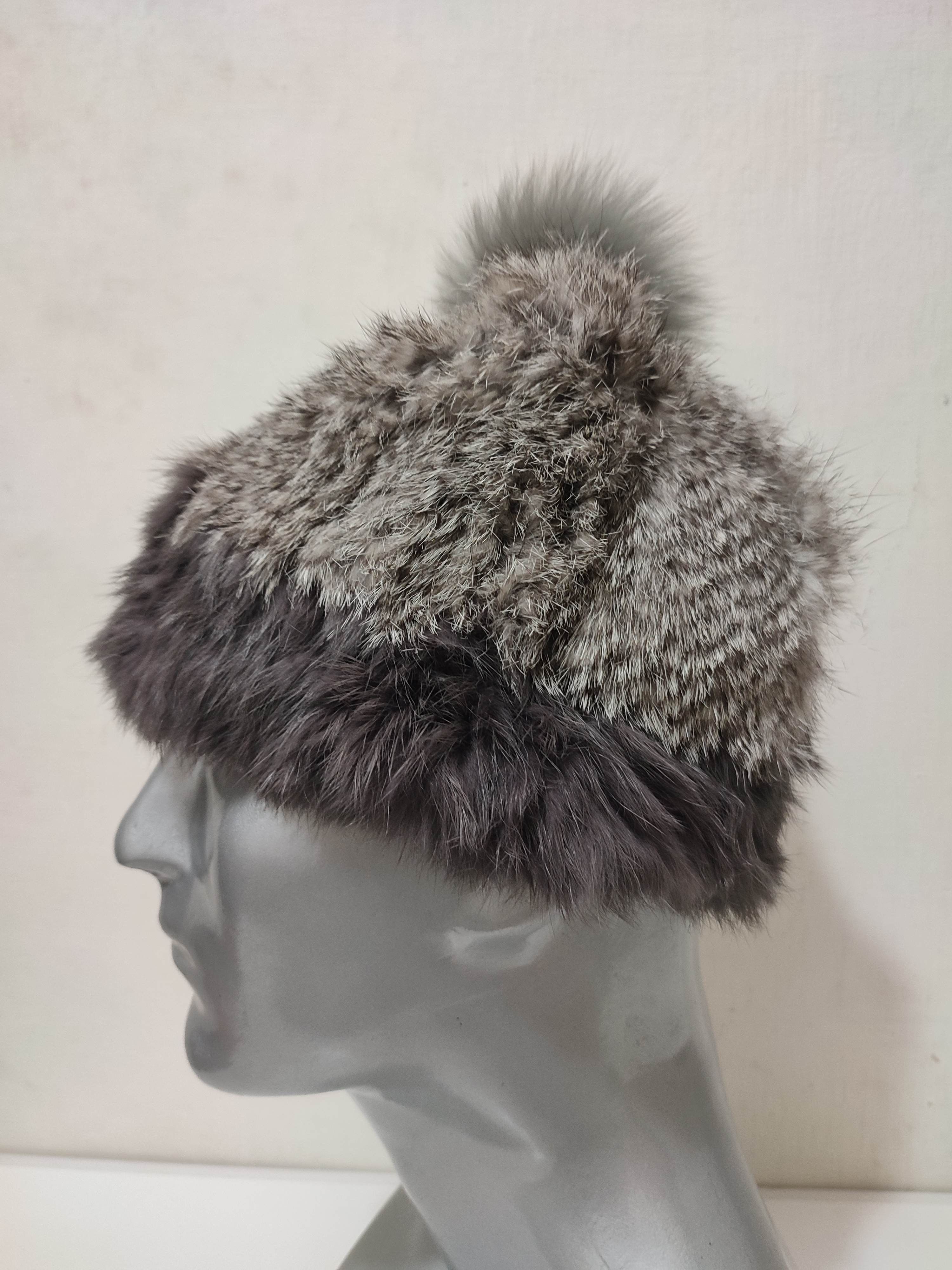 image of Mink Fur Coat x Winter Session Nice Design 2 Tone Fur Winter Cap Beanie Hats in Mix, Men's