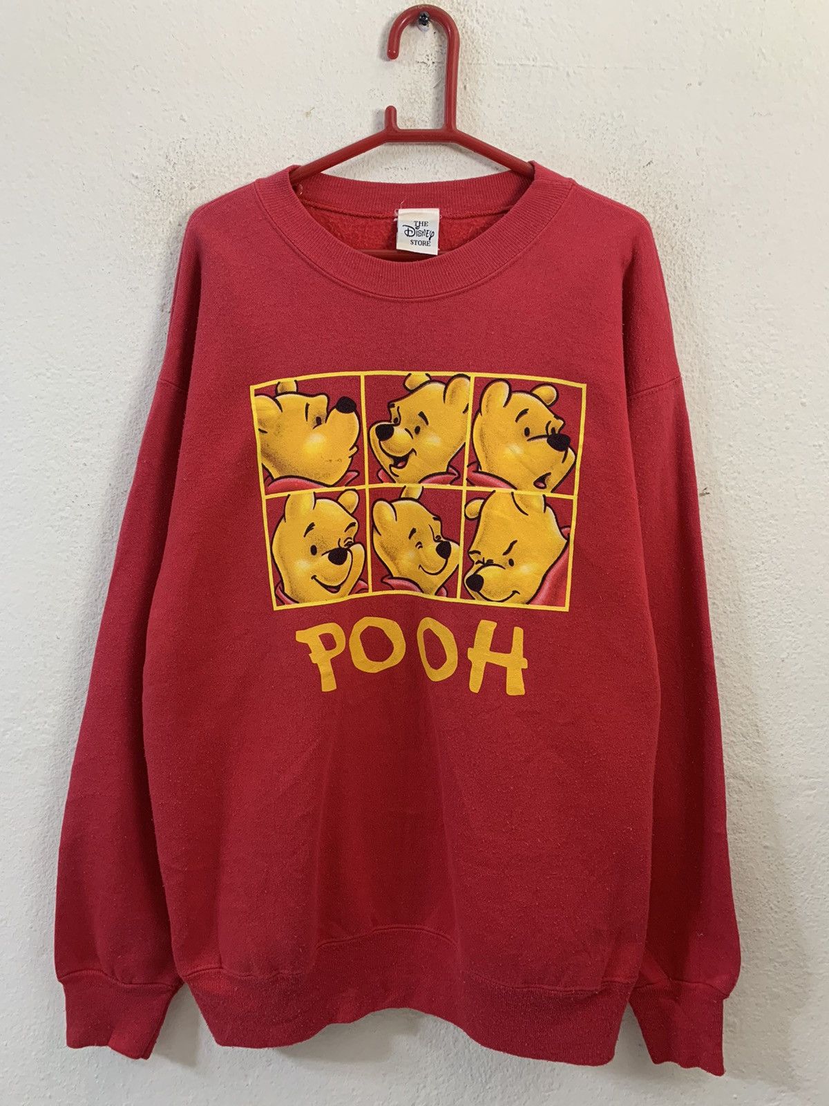 image of Vintage The Disney Store Pooh Sweatshirt in Red, Men's (Size Medium)