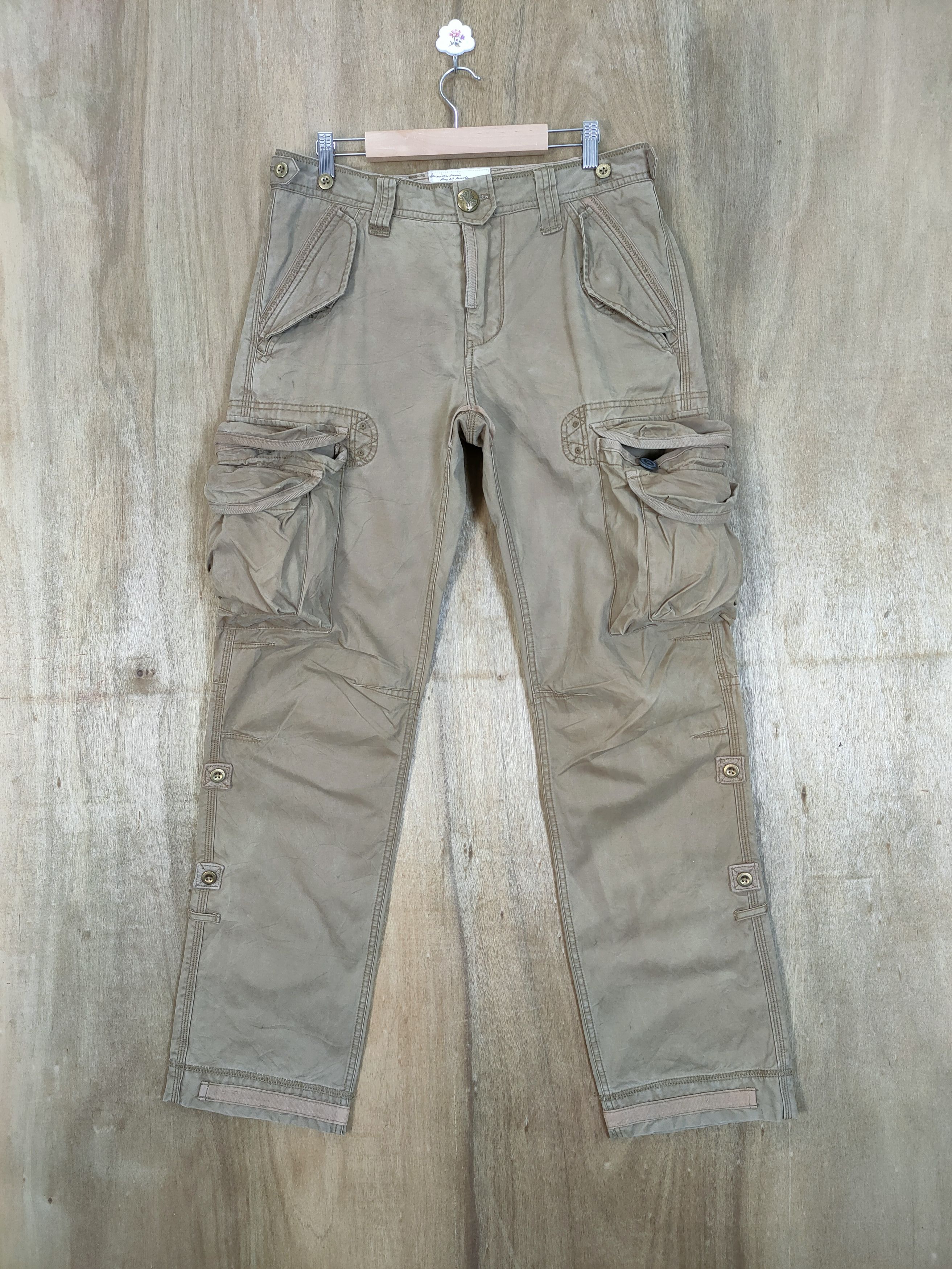 image of Vintage Japanese 3D Pocket Cargo Pants in Brown, Men's (Size 34)