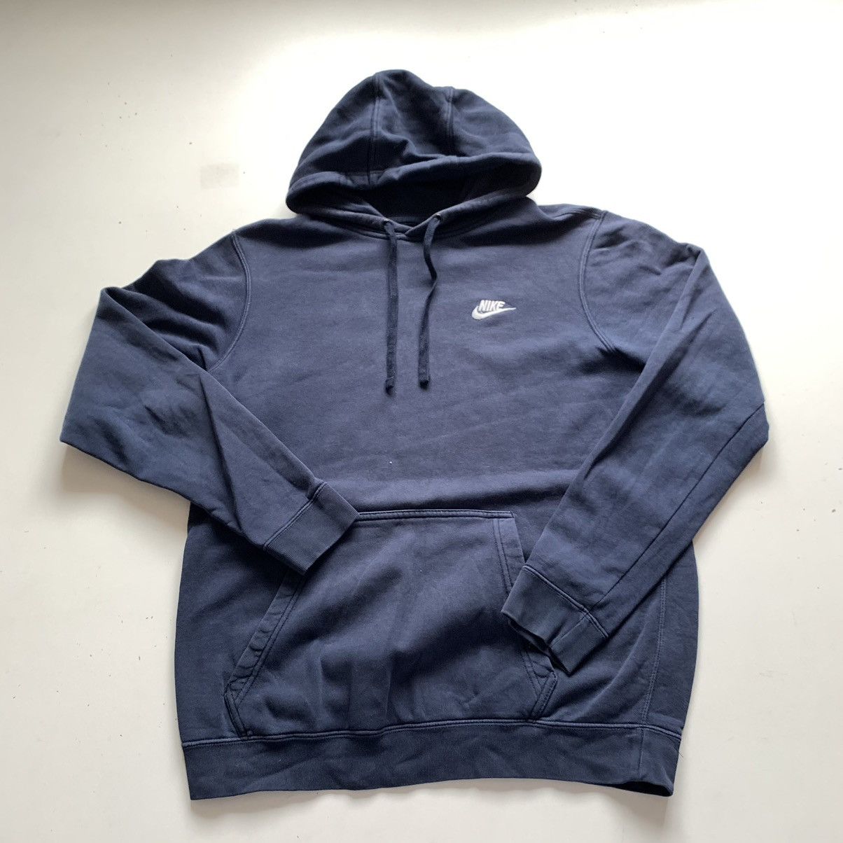 image of Y2K Nike Embroidered Swoosh Hoodie Navy Medium, Men's