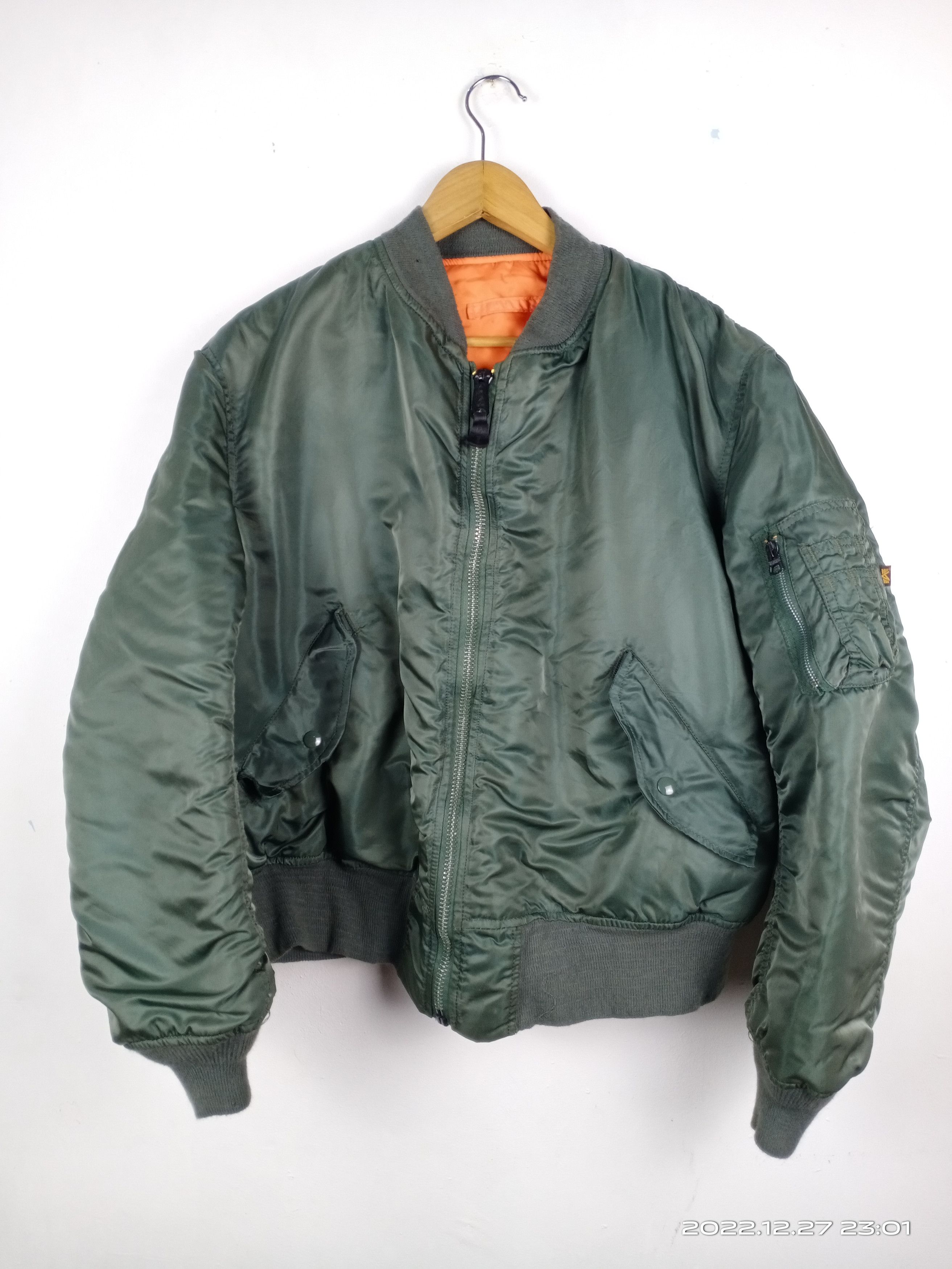 image of Vintage 80's Alpha Industries Ma-1 Distressed Bomber Jacket, Men's (Size XL)