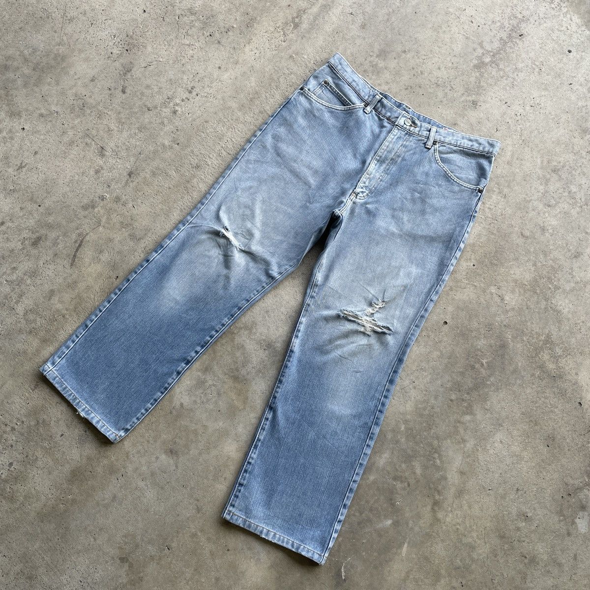 Jean × Vintage × Wrangler Vintage Wrangler Faded Denim Jeans Pants Distressed W33 Size US 33 - 2 Thumbnail