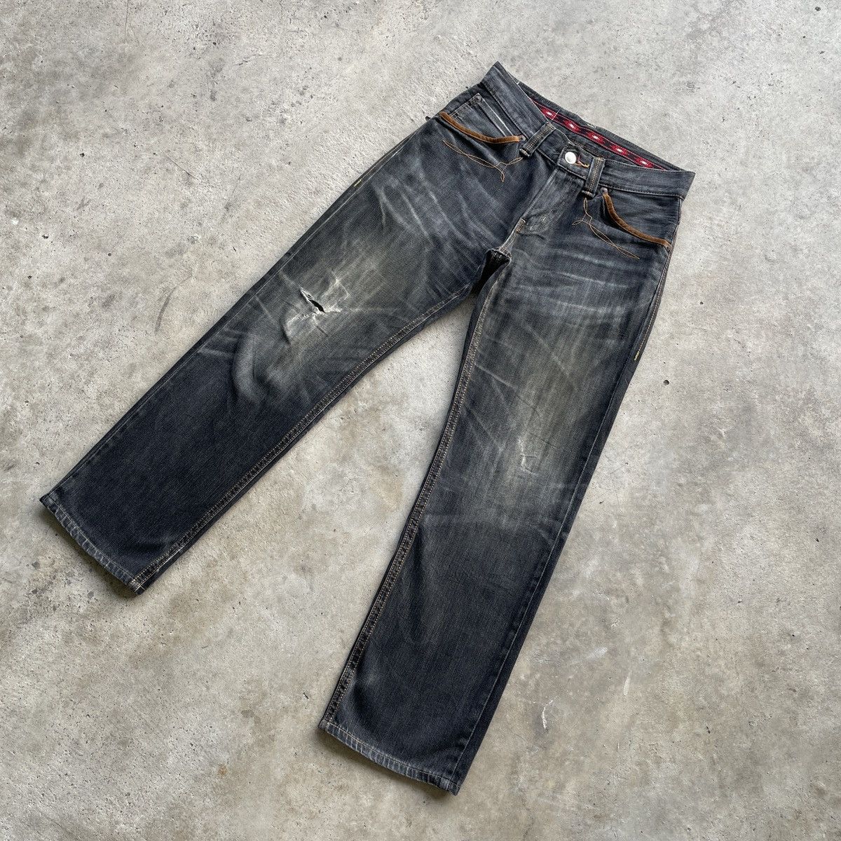 Edwin Vintage Edwin Faded Black Distressed Denim Jeans Pants W29 Size US 29 - 3 Thumbnail