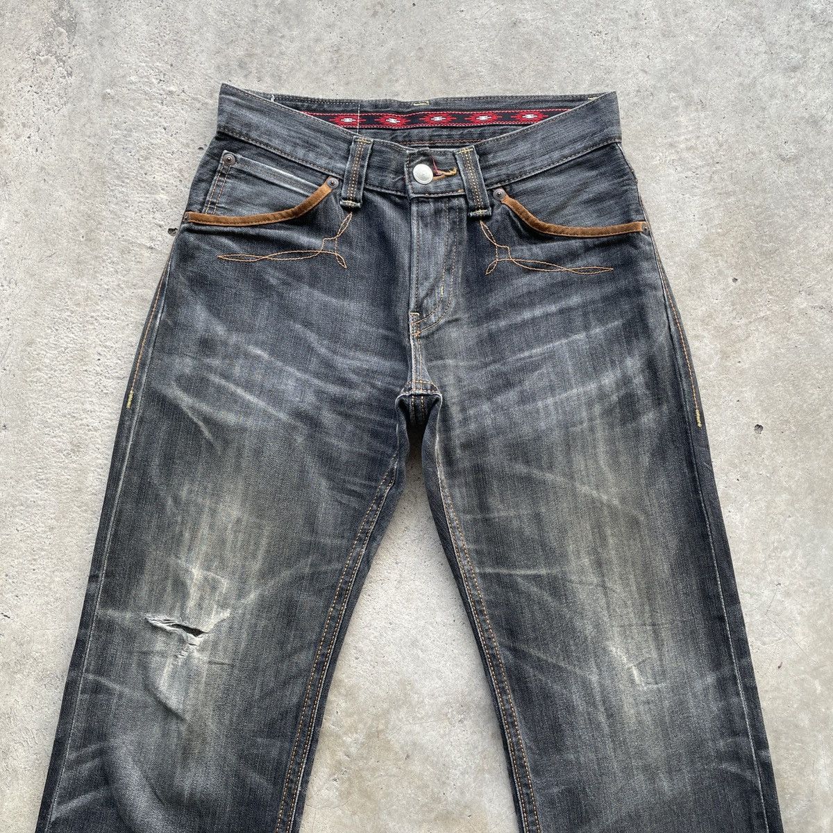 Edwin Vintage Edwin Faded Black Distressed Denim Jeans Pants W29 Size US 29 - 4 Thumbnail