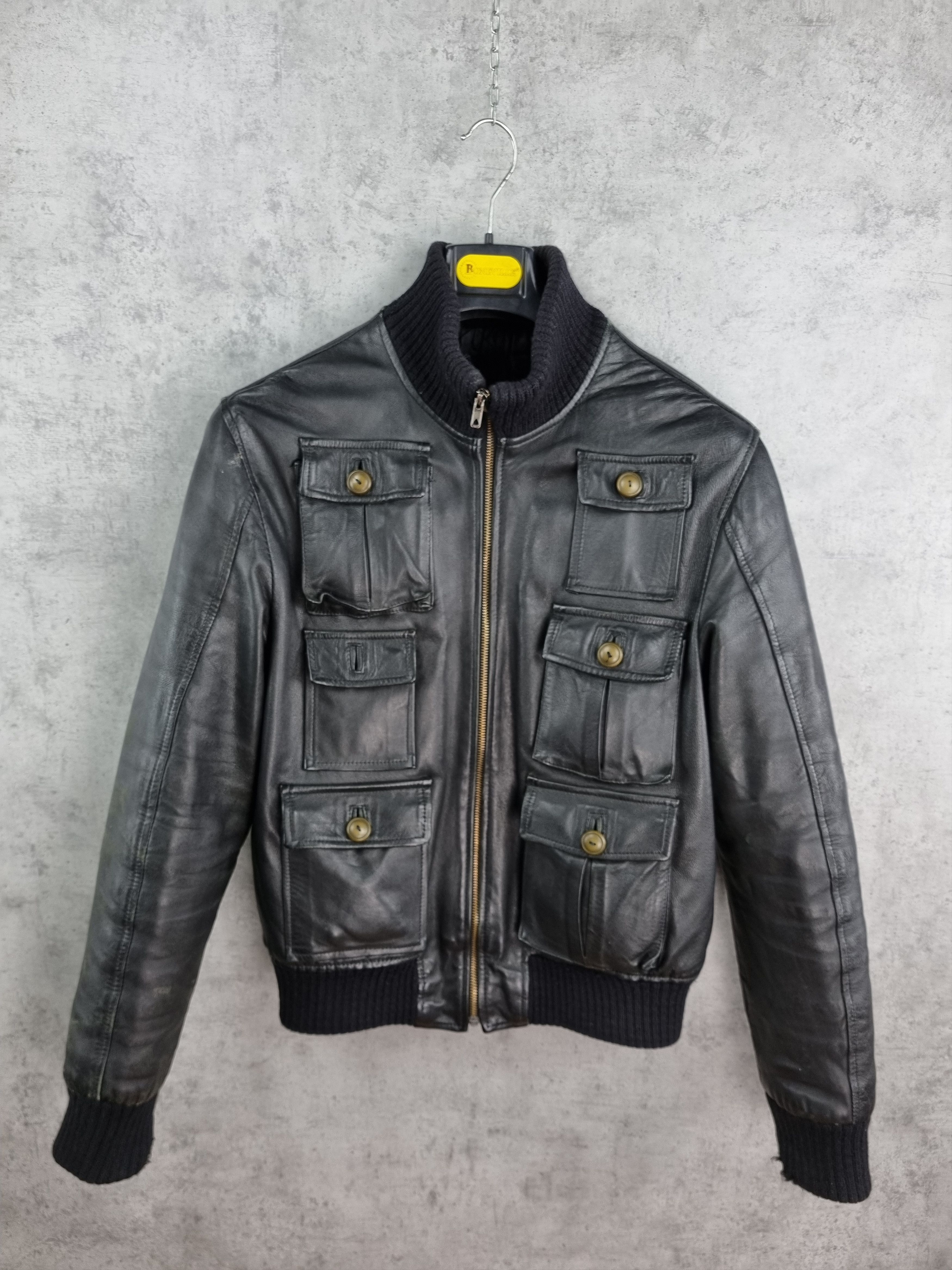 Genuine Leather Leather Biker MultiPockets Jacket Made in Italy GUCCI style Size US M / EU 48-50 / 2 - 2 Thumbnail