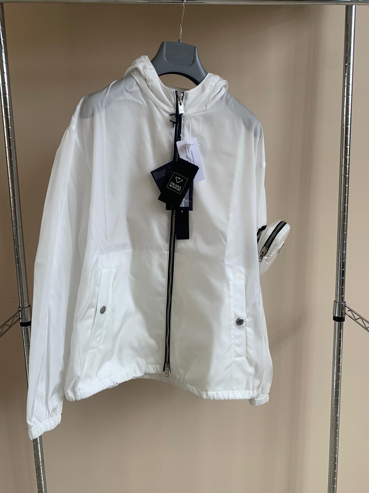 Image of Prada Re Nylon Jacket In White, Men's (Size Small)