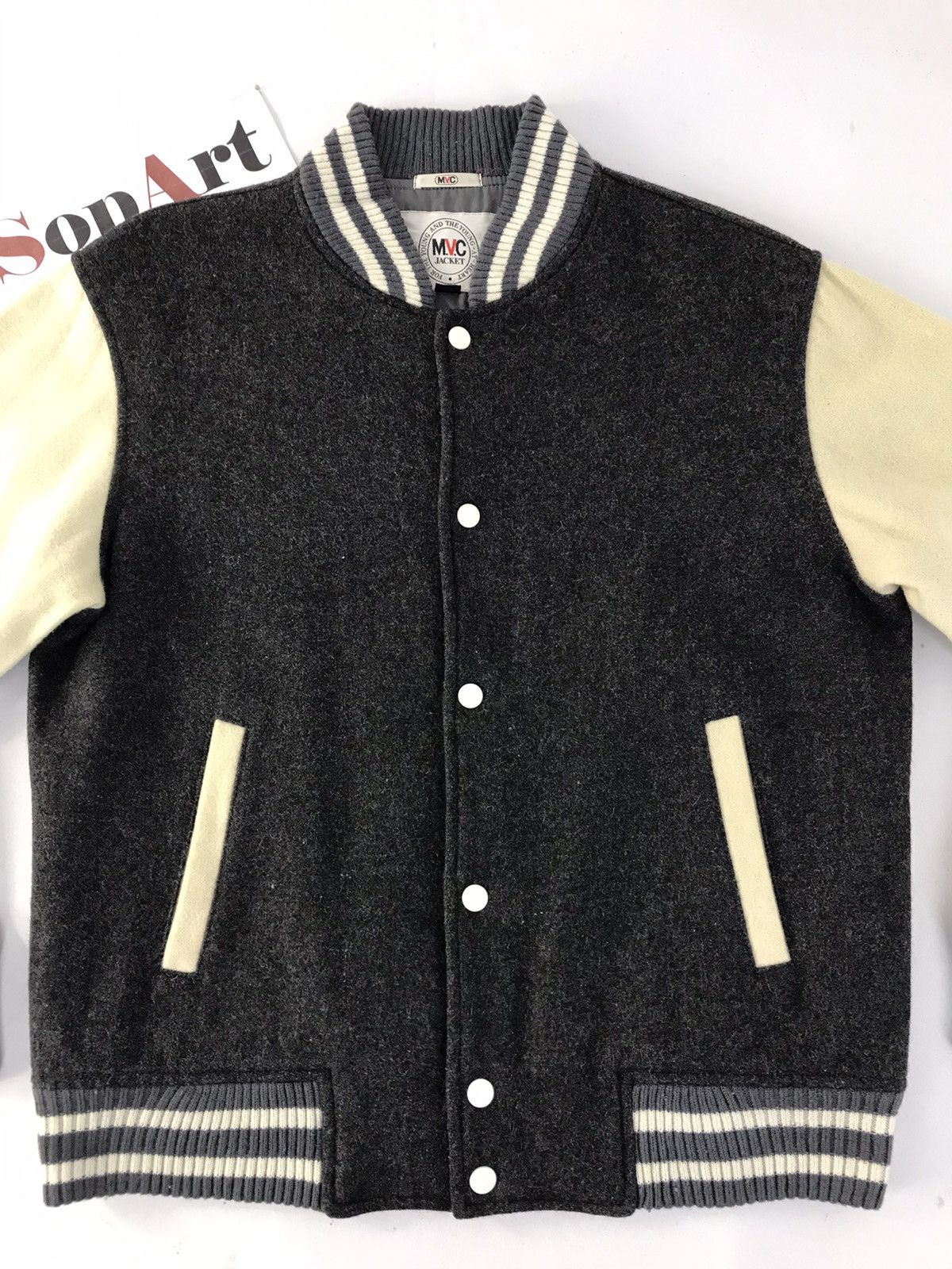 Japanese Brand Vintage Varsity Mvc Jacket Wool Snap Button Style Size US M / EU 48-50 / 2 - 3 Thumbnail