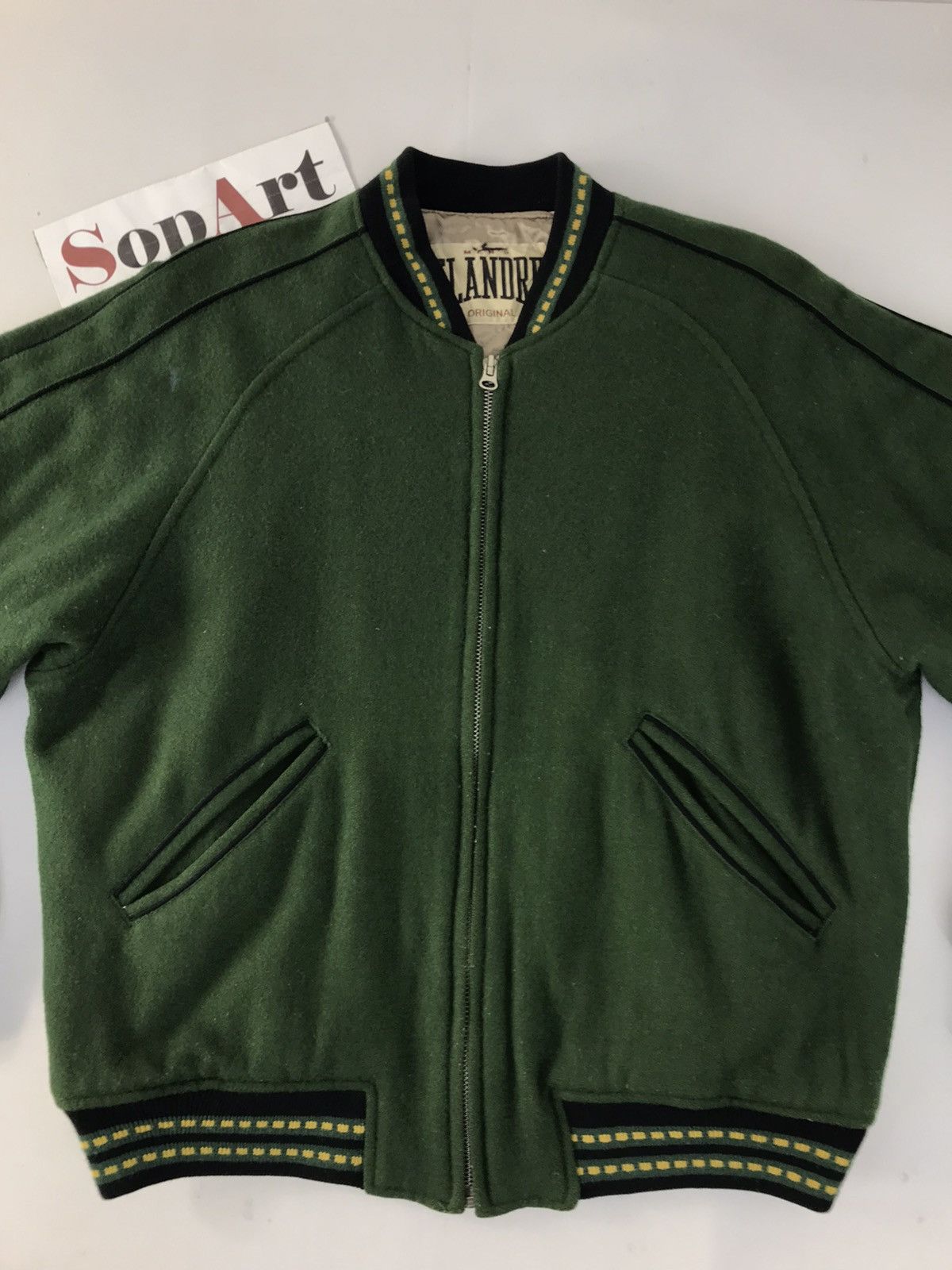 Japanese Brand × Vintage Vtg Men’S Flandre Varsity Jacket Wool Big Logo Back Side Size US L / EU 52-54 / 3 - 3 Thumbnail