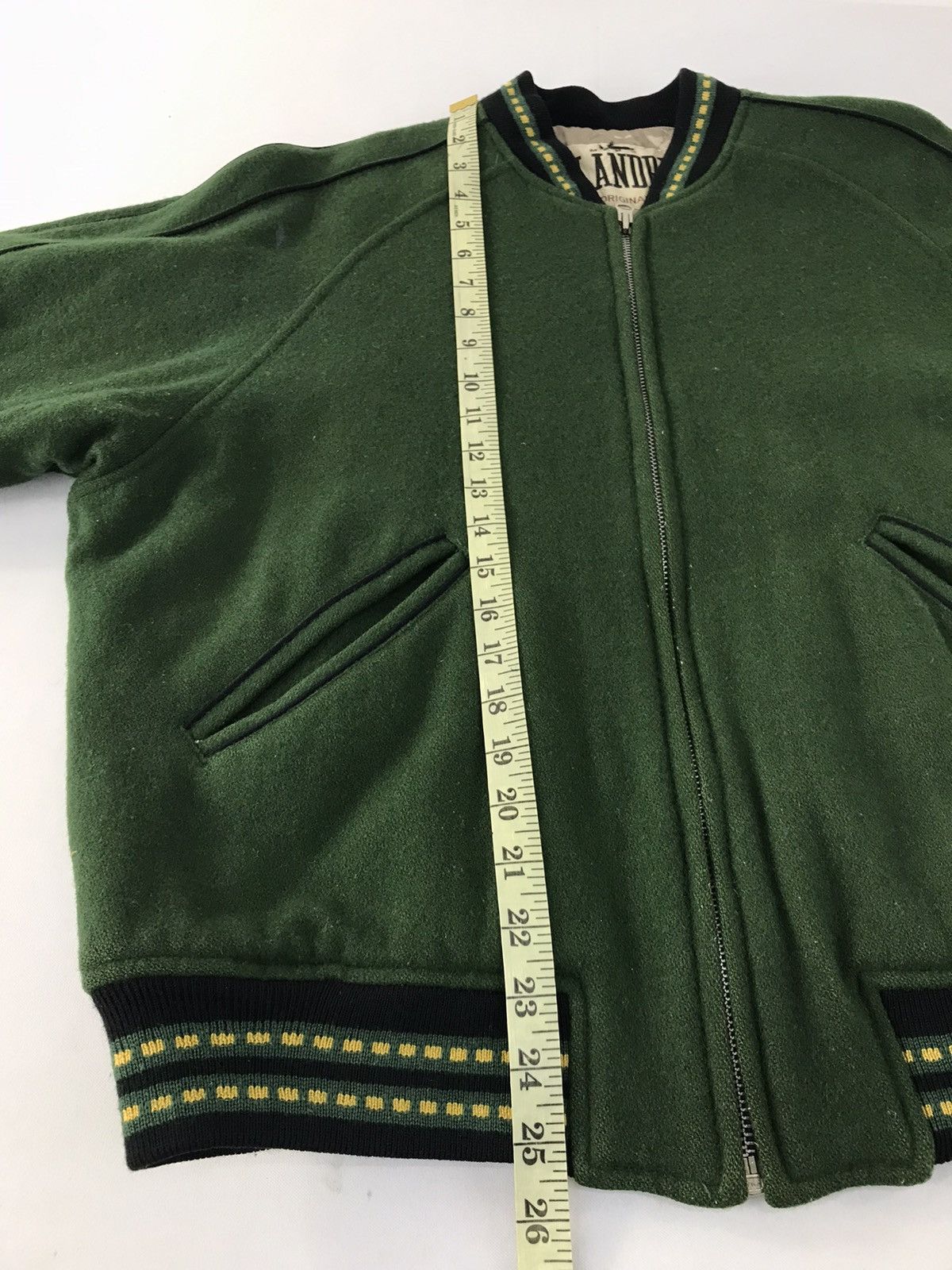 Japanese Brand × Vintage Vtg Men’S Flandre Varsity Jacket Wool Big Logo Back Side Size US L / EU 52-54 / 3 - 14 Thumbnail