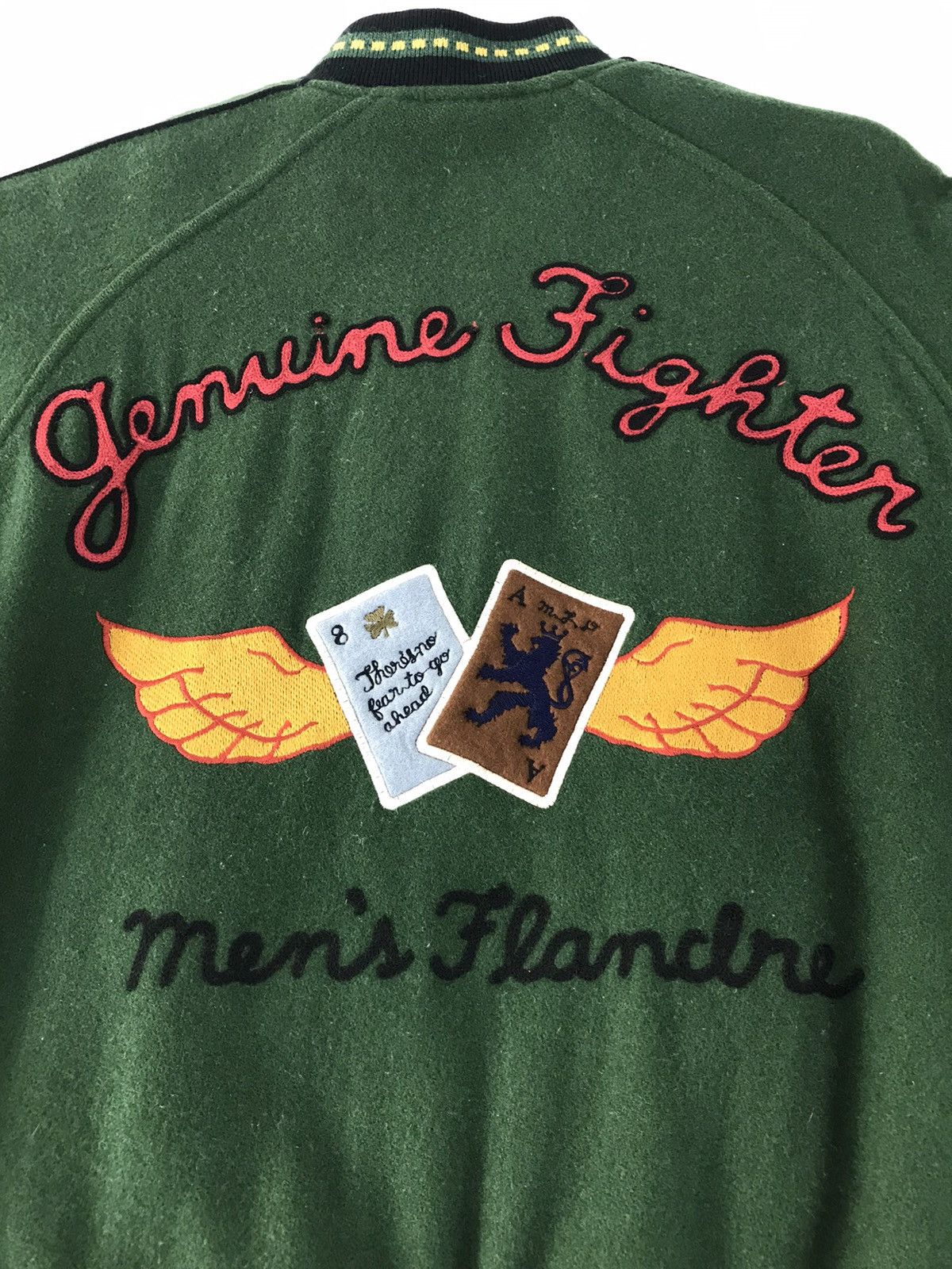 Japanese Brand × Vintage Vtg Men’S Flandre Varsity Jacket Wool Big Logo Back Side Size US L / EU 52-54 / 3 - 12 Thumbnail