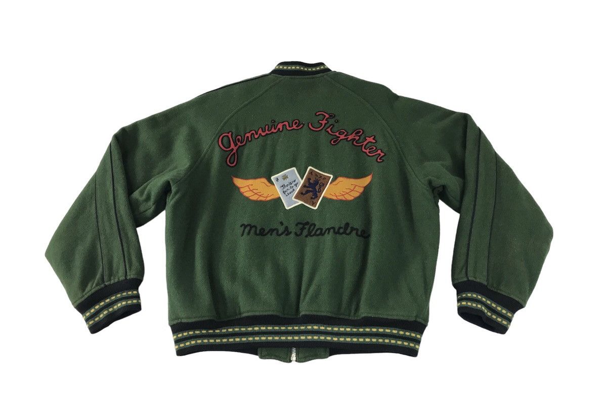 Japanese Brand × Vintage Vtg Men’S Flandre Varsity Jacket Wool Big Logo Back Side Size US L / EU 52-54 / 3 - 2 Thumbnail
