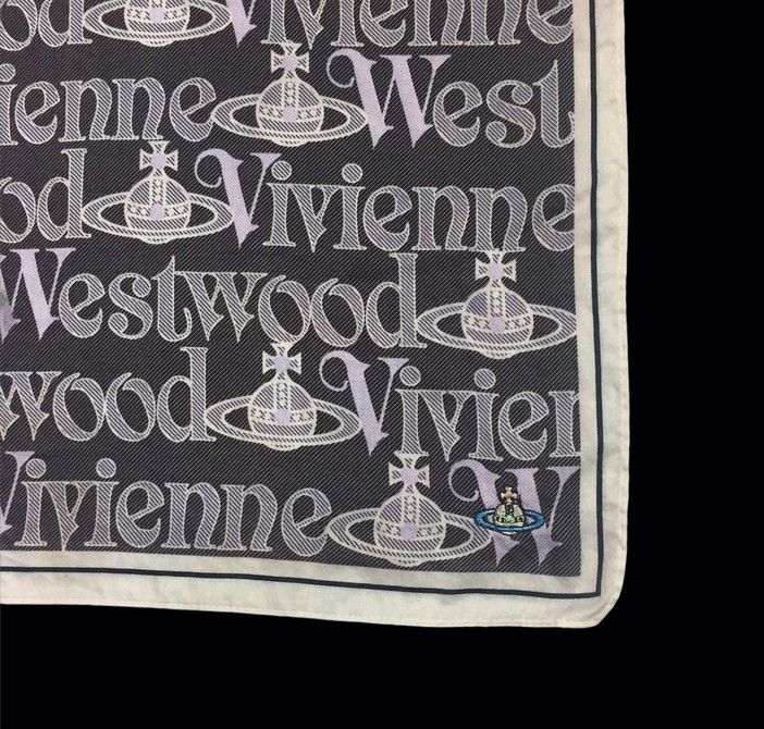 image of Vivienne Westwood Spell Out Luxury Bandana Handkerchief in Grey, Men's