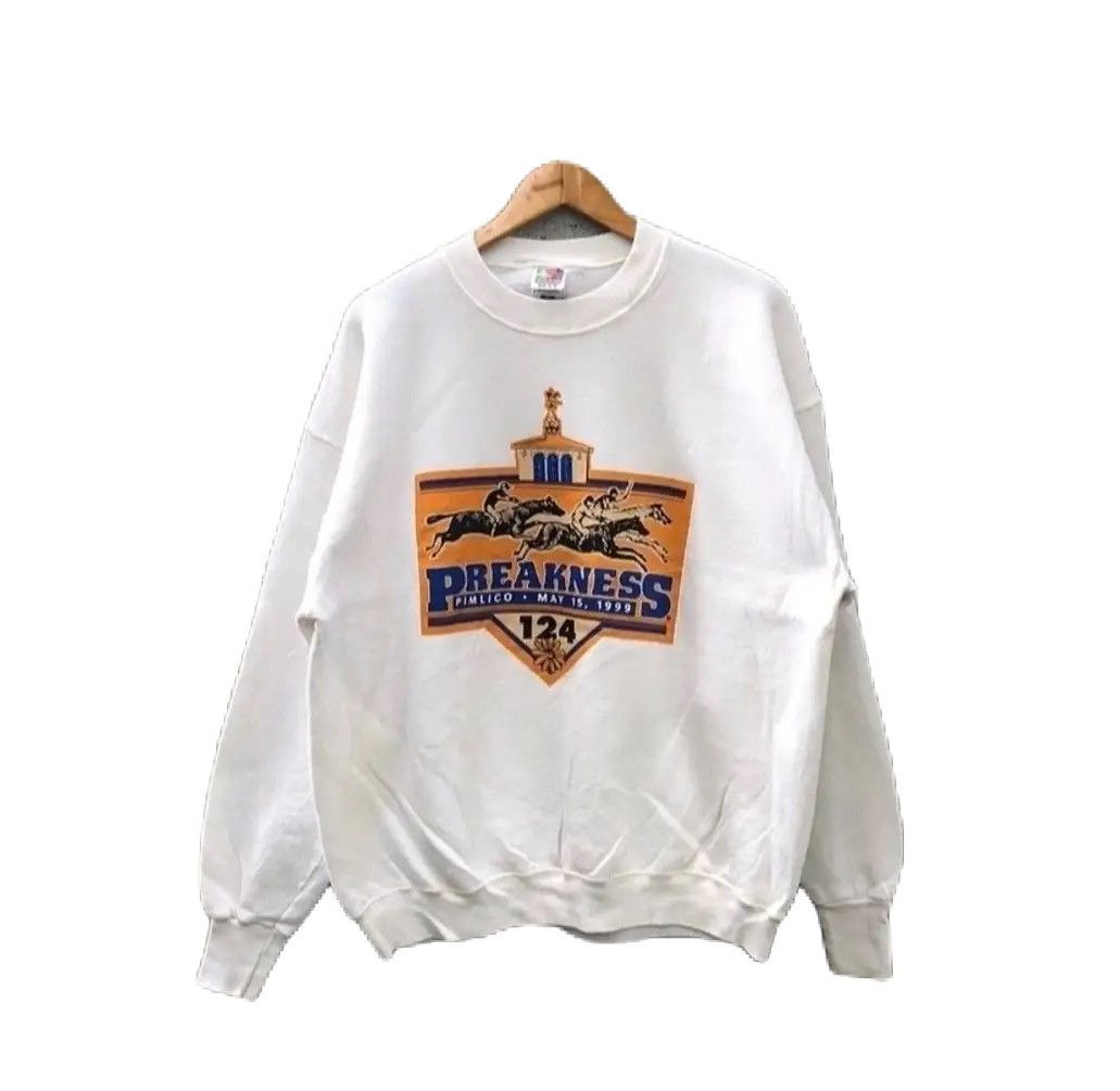 Fruit Of The Loom Vintage 90s preakness race horse sweatshirt pullover Size US XL / EU 56 / 4 - 1 Thumbnail
