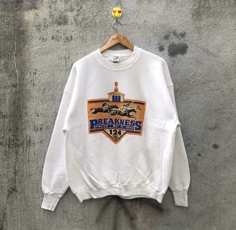 Fruit Of The Loom Vintage 90s preakness race horse sweatshirt pullover Size US XL / EU 56 / 4 - 4 Thumbnail