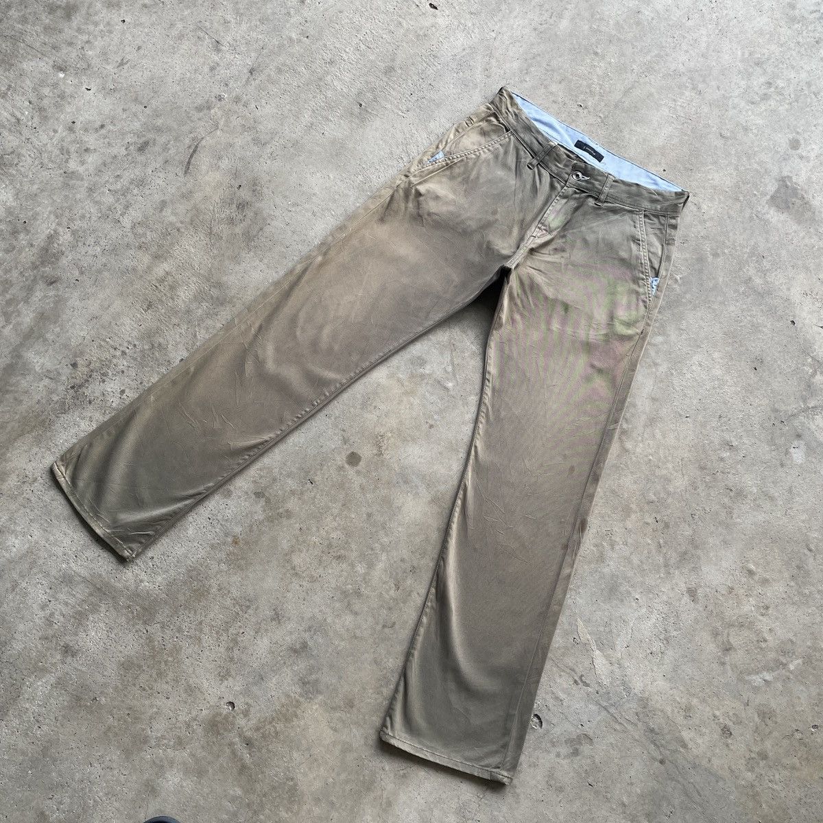 Japanese Brand W30x31🔥 Vintage GrageBlue Faded Back Buckle Trousers Pants Size US 30 / EU 46 - 2 Thumbnail