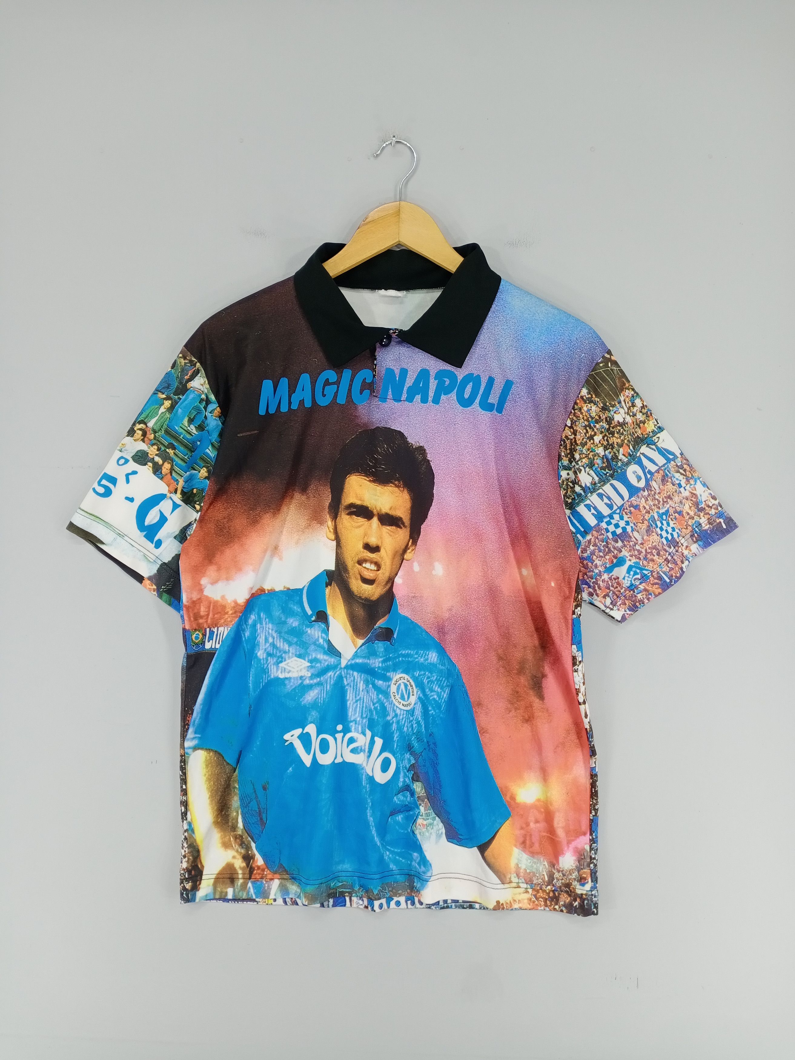 image of Vintage Daniel Fonseca Napoli Player Football Jersey Tshirt, Men's (Size Medium)